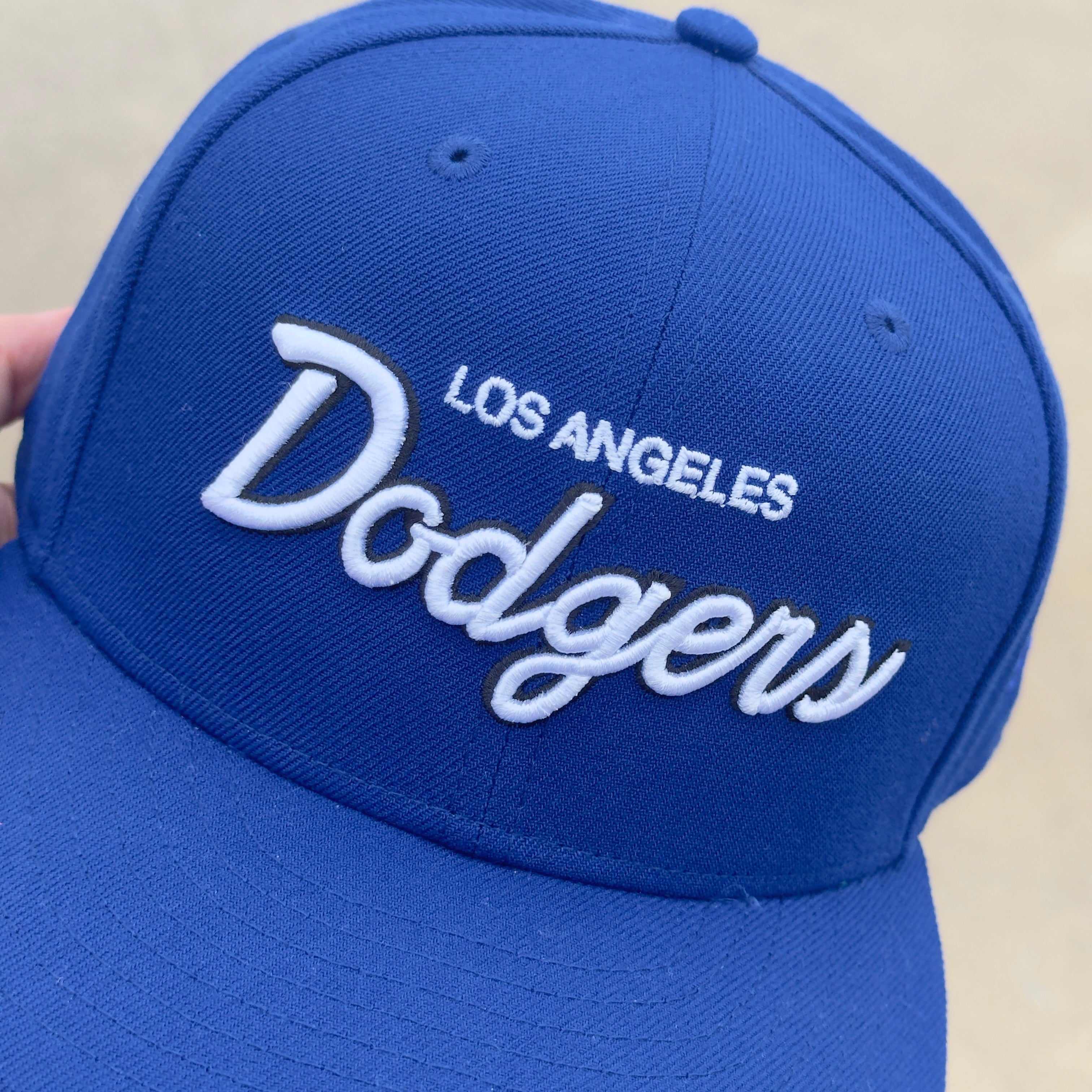 7 5/8 USED Blue Los Angeles Dodgers Simple Basic 59fifty New Era Fitted Hat Cap