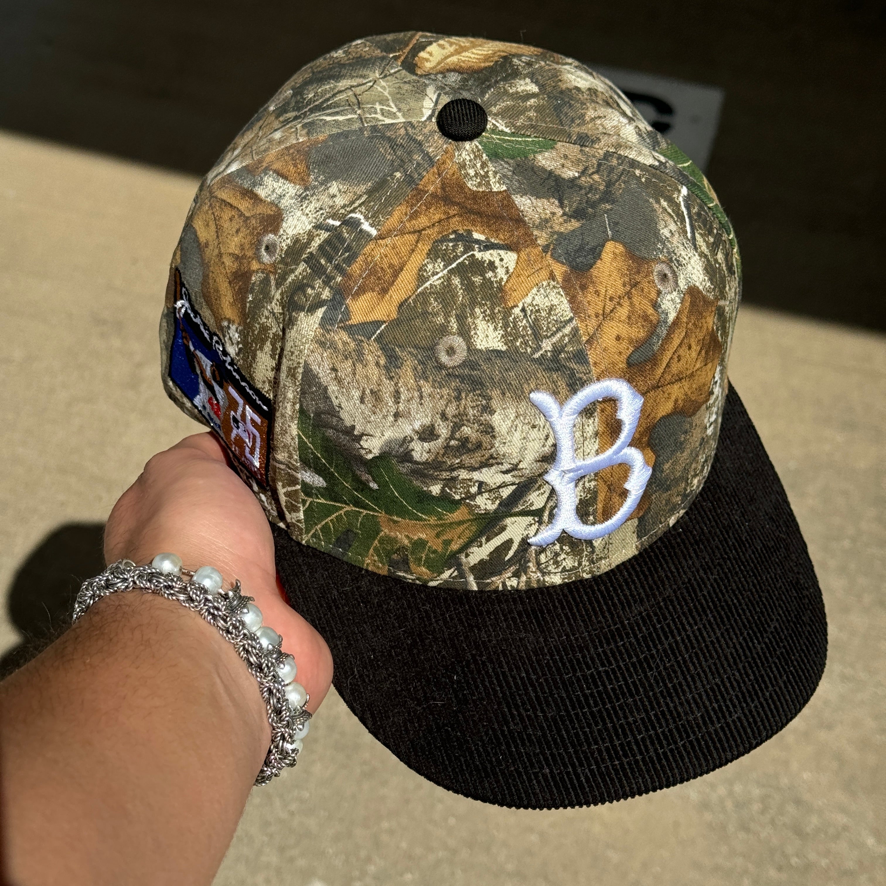 USED 3/8 Camo Realtree Brooklyn Dodgers Jackie Robinson 59fifty New Era Fitted Hat Cap