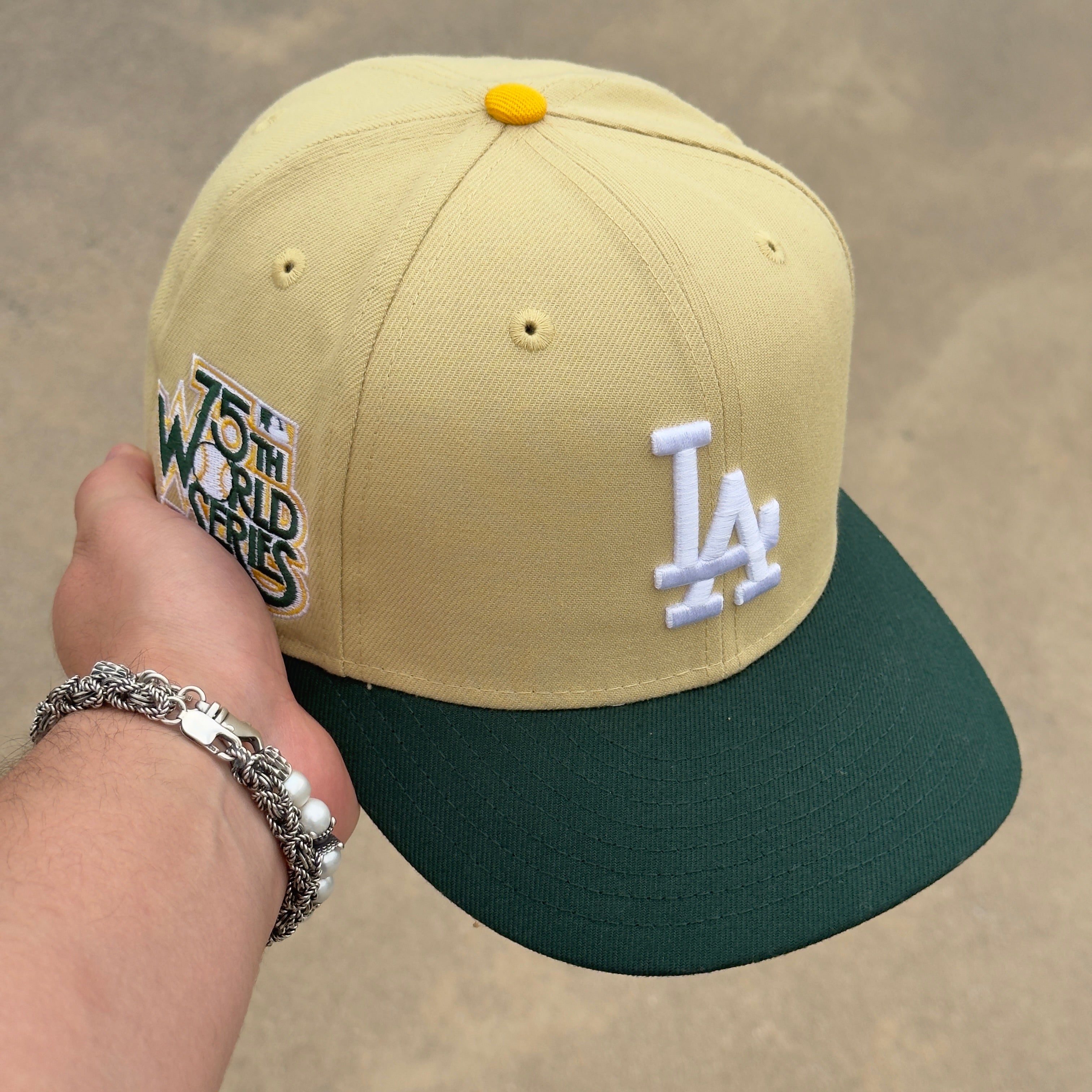 7 5/8 USED Los Angeles Dodgers 75th World Series 59fifty New Era Fitted Hat Cap