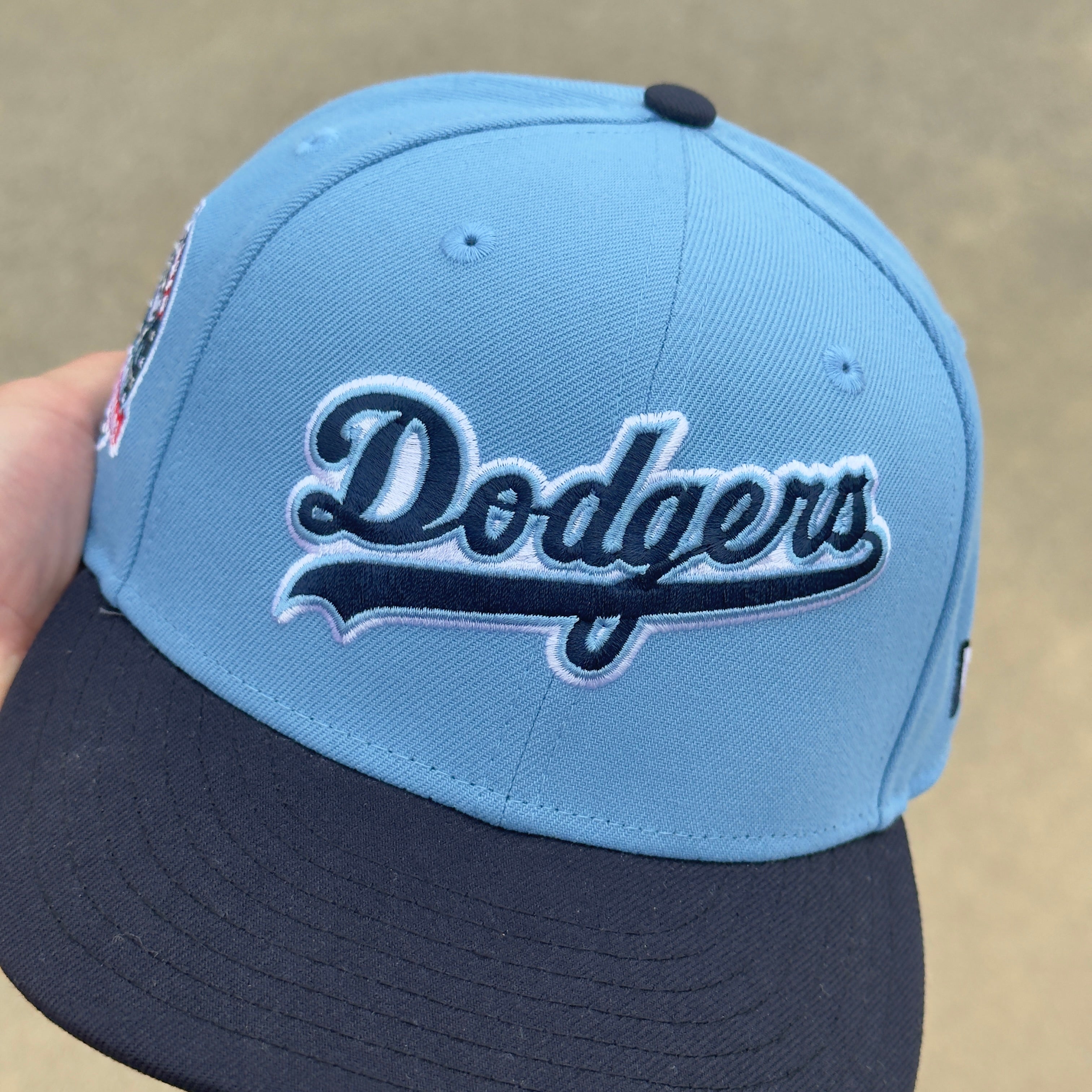 7 5/8 USED Sky Blue Los Angeles Dodgers 50 Years 59fifty New Era Fitted Hat Cap