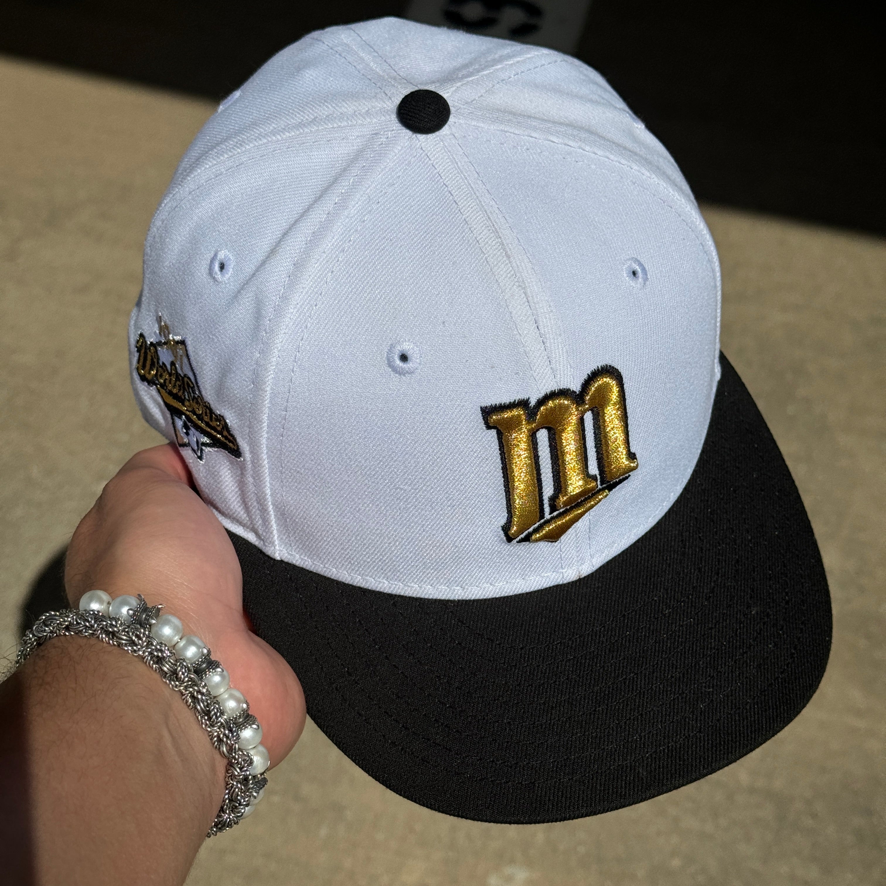 USED 3/8 White Milwaukee Brewers 1991 World Series  59fifty New Era Fitted Hat Cap