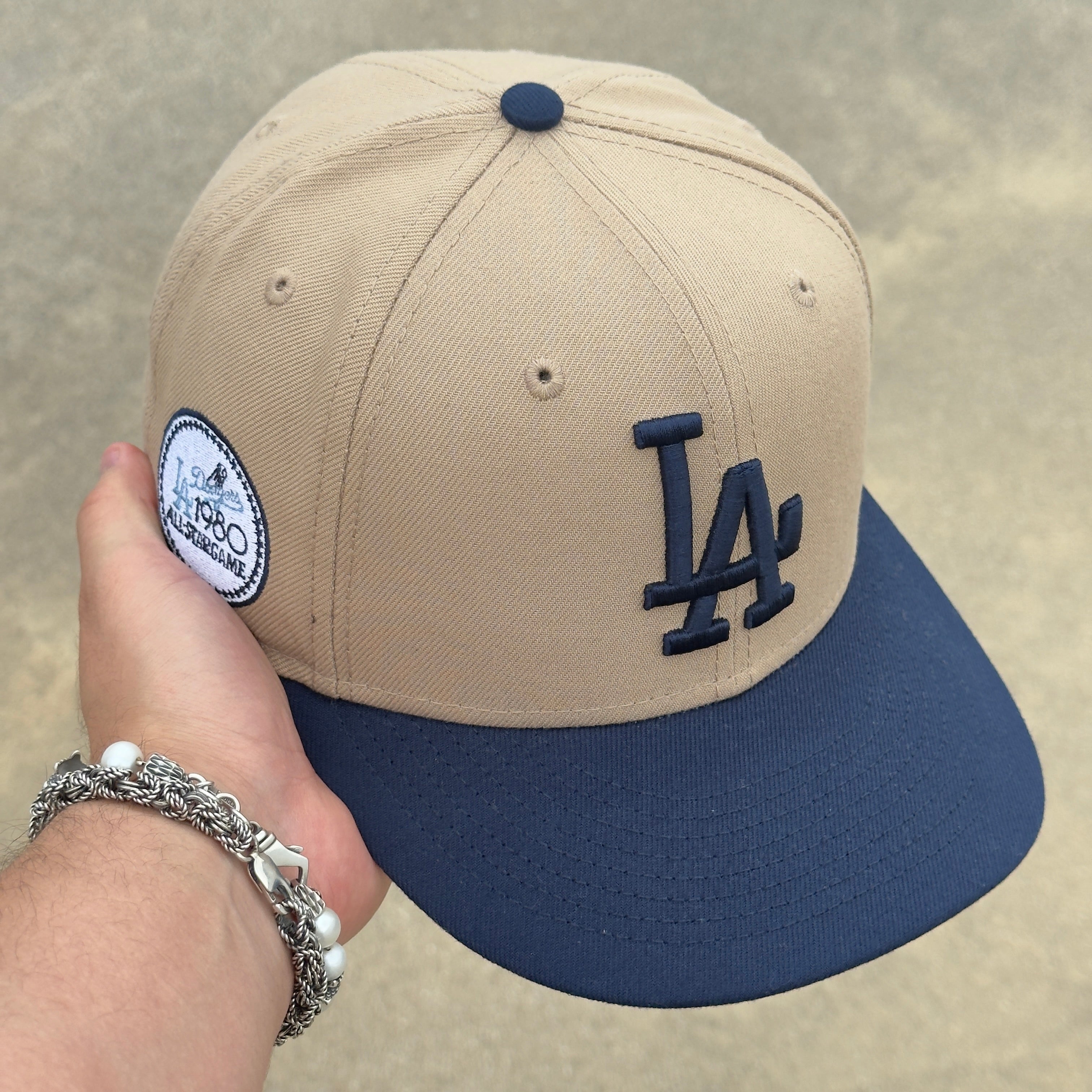 7 1/2 USED Khaki Los Angeles Dodgers 1980 ASG 59fifty New Era Fitted Hat Cap