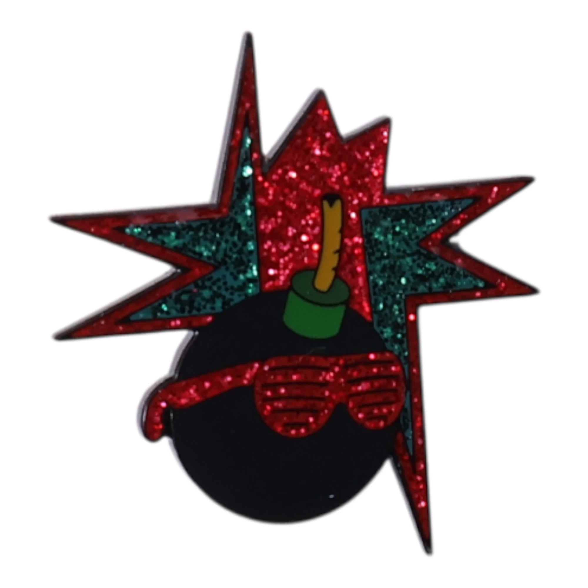 Green/Red Bomb Explosion Graphic Pin