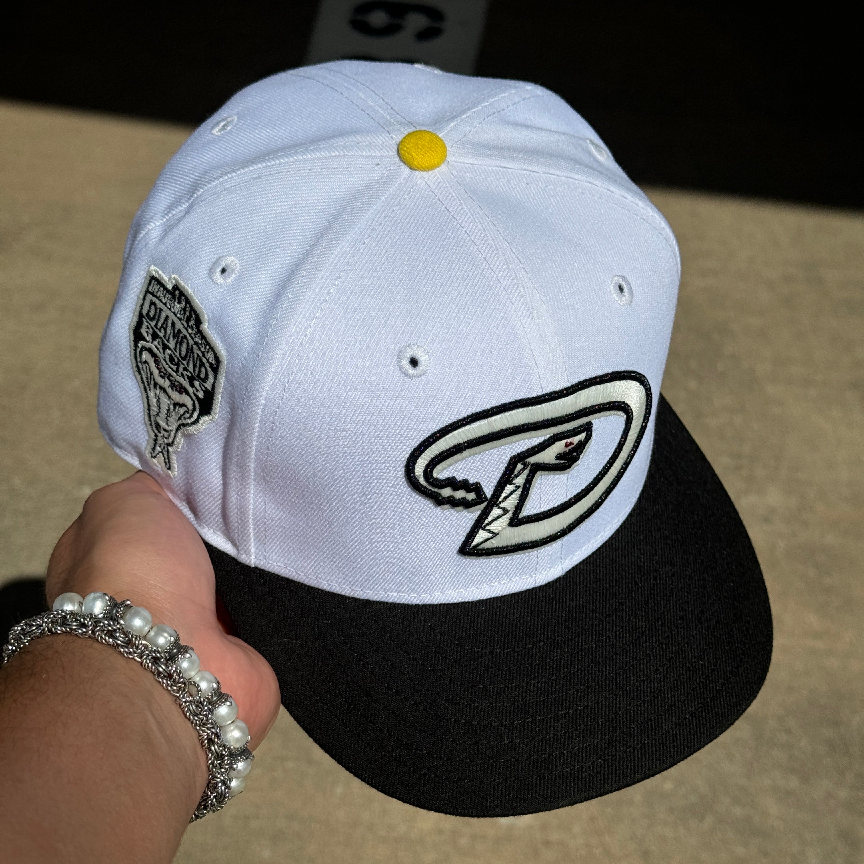 USED 1/2 White Arizona Diamondbacks 1998 Inaugural Season 59fifty New Era Fitted Hat Cap