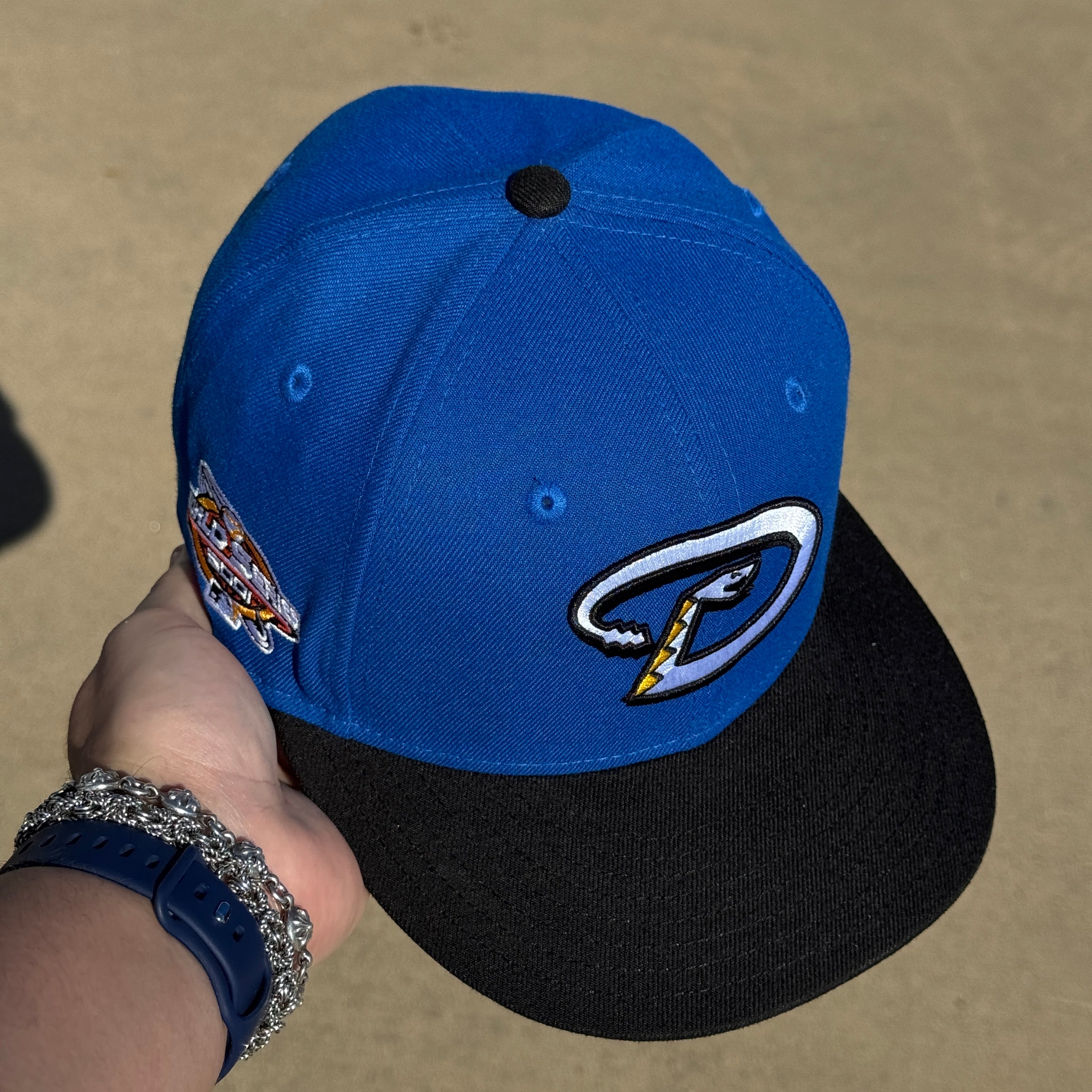 USED 1/8 Blue Arizona Diamondbacks 2001 World Series 59fifty New Era Fitted Hat Cap