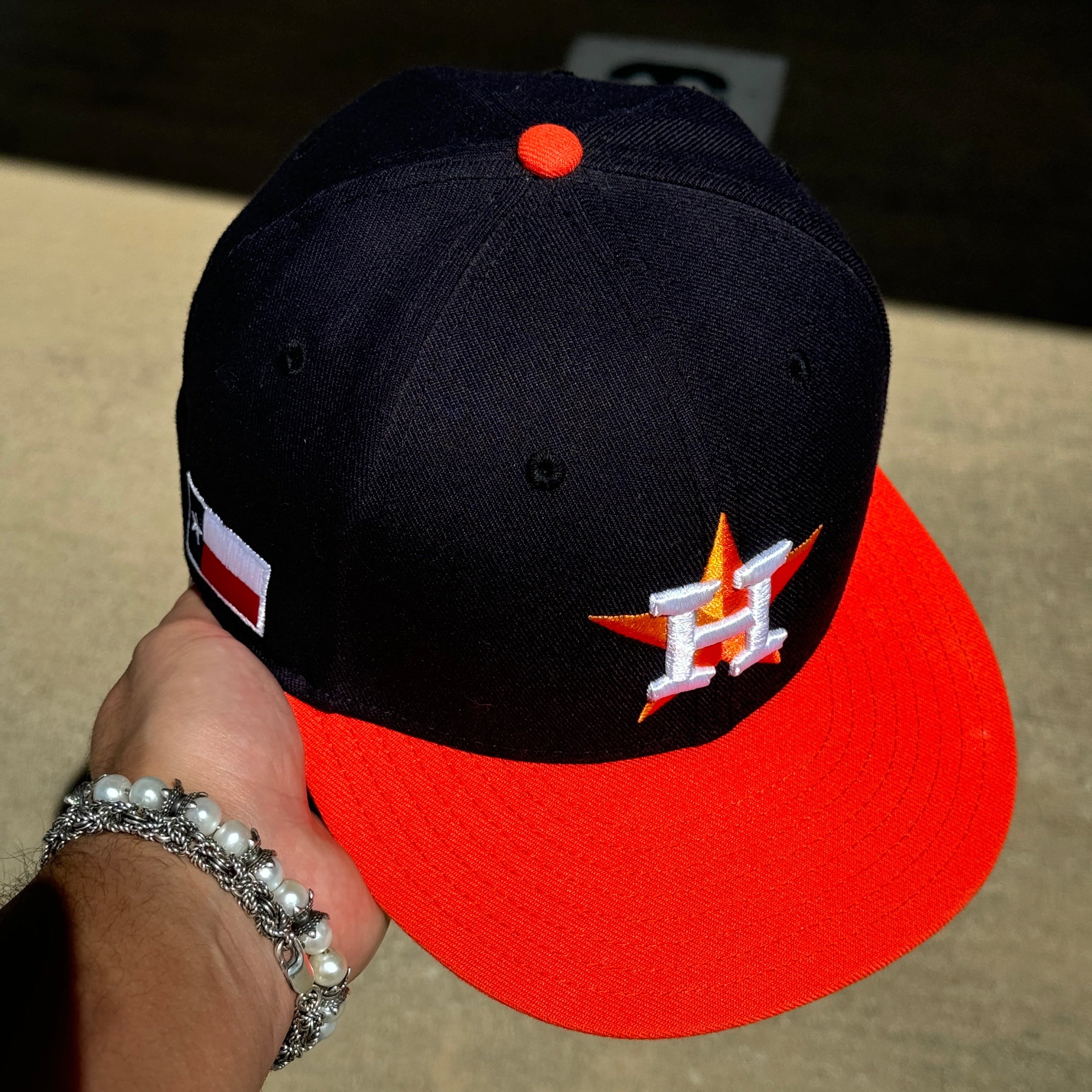 USED 1/8 Navy Houston Astros Texas Flag 59fifty New Era Fitted Hat Cap