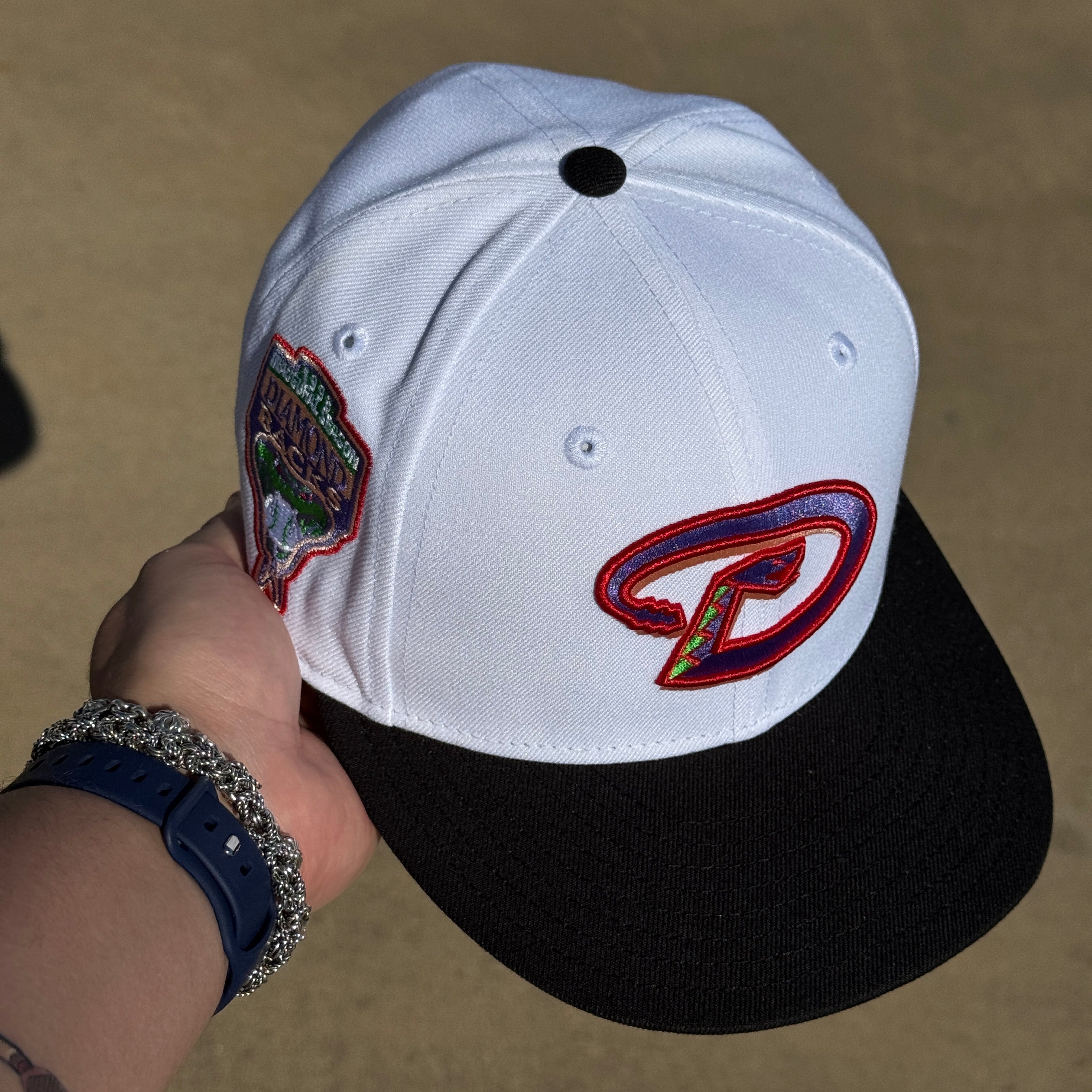 USED 1/8 White Arziona Diamondbacks 1998 Inaugural Season 59fifty New Era Fitted Hat Cap 1