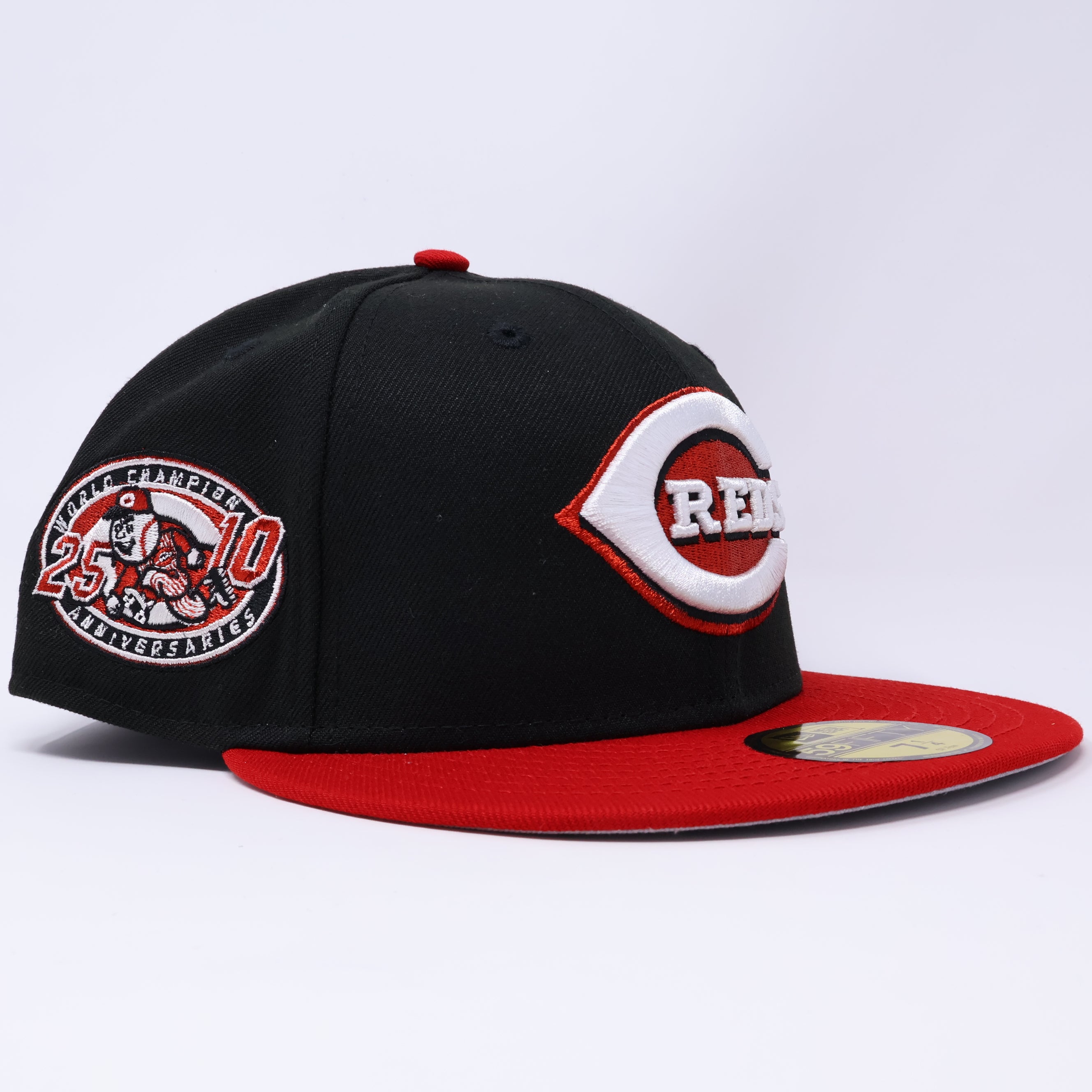 NWT 1/4 Black Cincinnati Reds World Champions 59fifty New Era Fitted Hat Cap