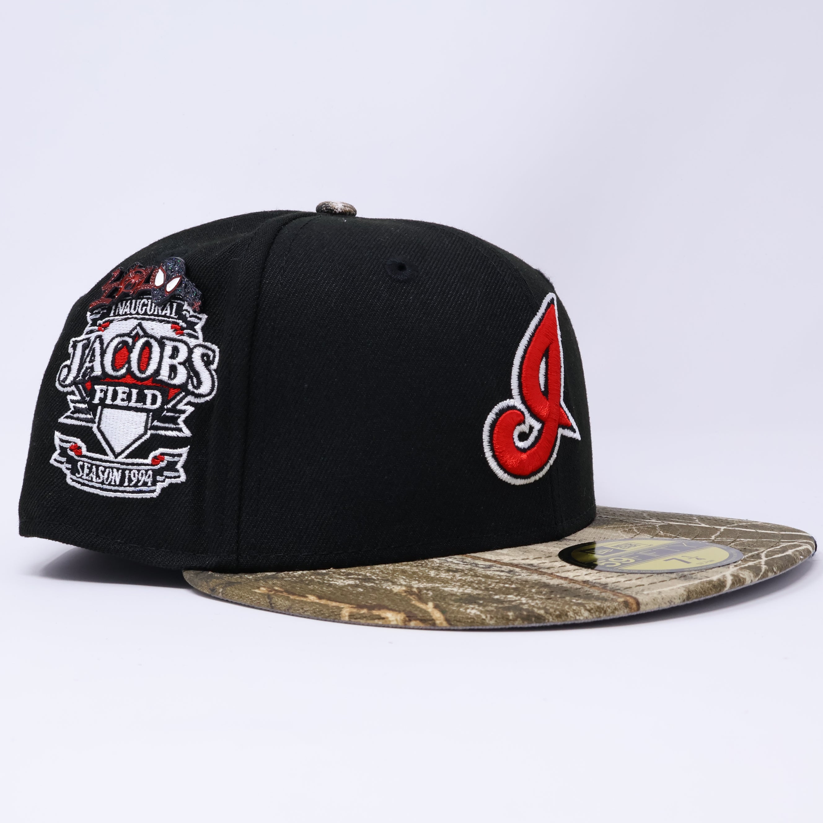 NWT 1/4 Black Cleveland Indians Jacobs Field 59fifty New Era Fitted Hat Cap