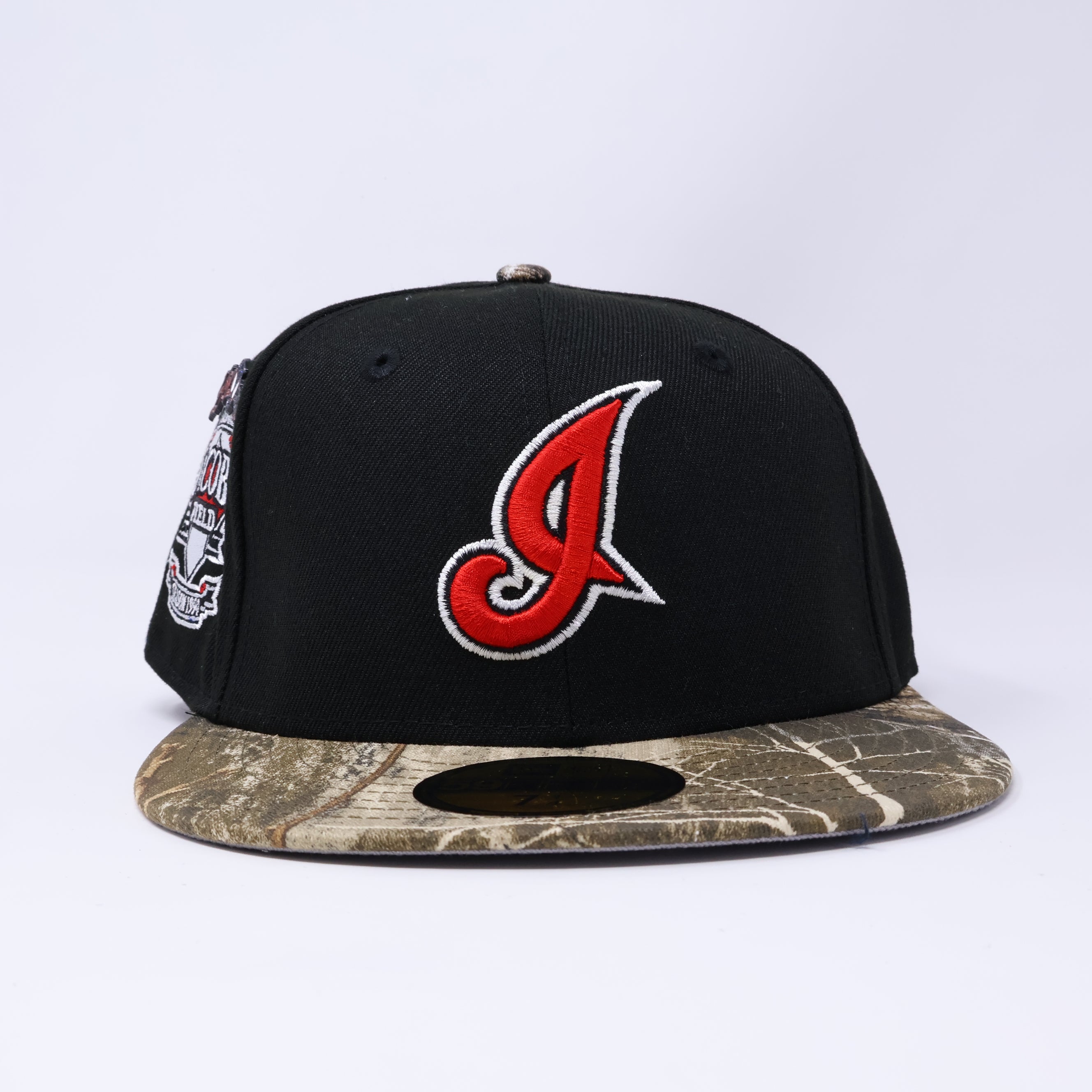 NWT 1/4 Black Cleveland Indians Jacobs Field 59fifty New Era Fitted Hat Cap