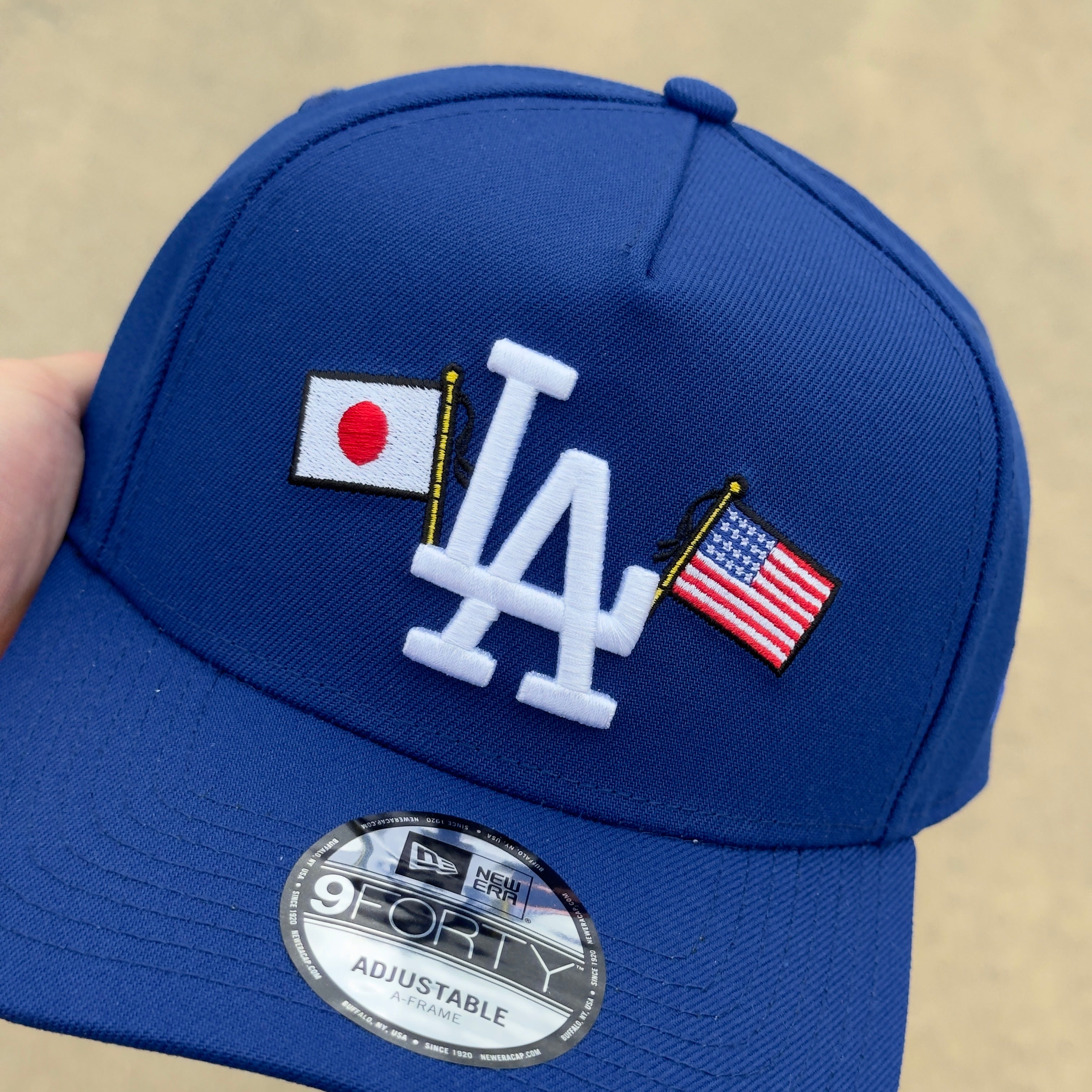 NEW Blue Los Angeles Dodgers Japan USA Flag New Era 9Forty Adjustable One Size A-Frame
