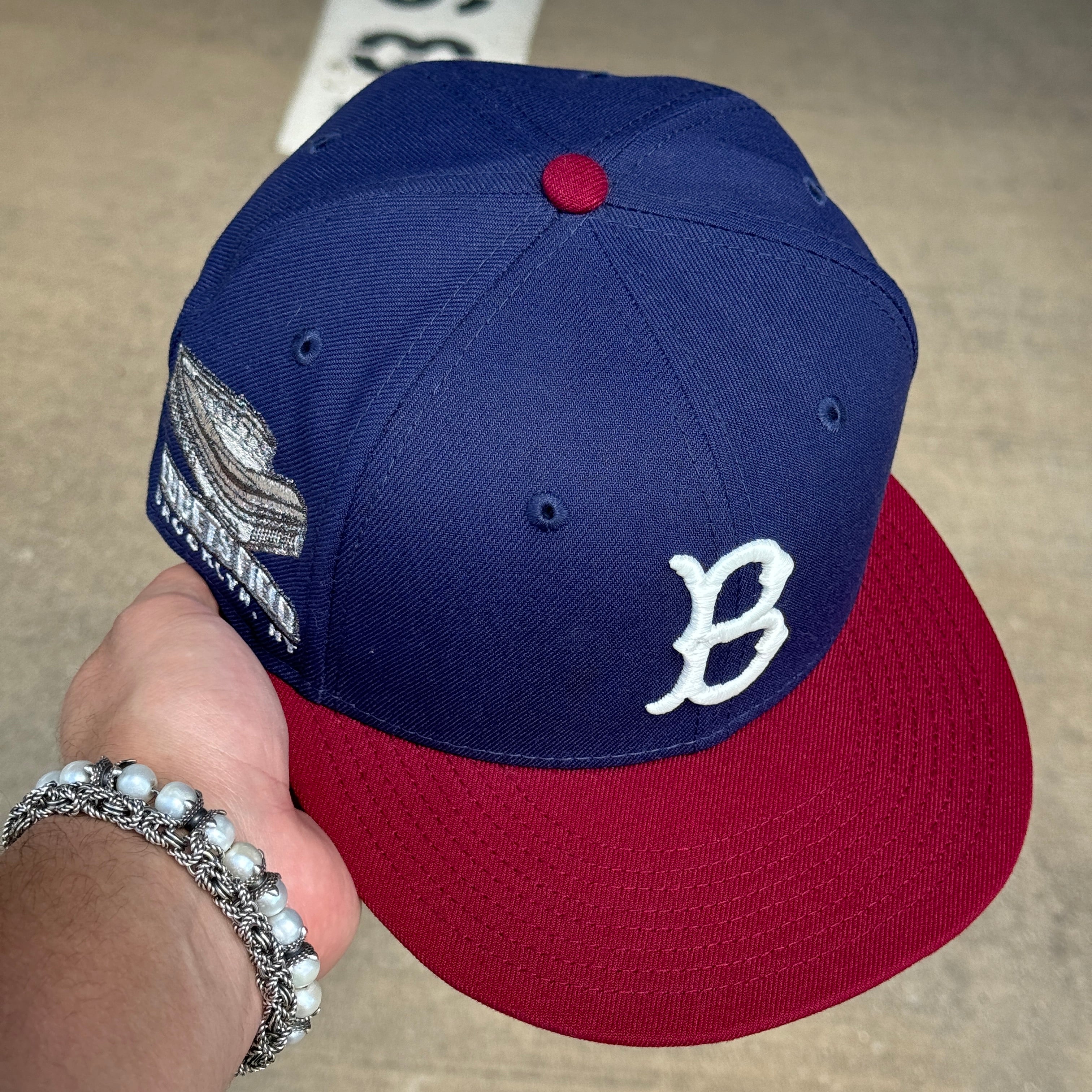 USED 1/4 Navy Brooklyn Dodgers Ebbets Field 59fifty New Era Fitted Hat Cap