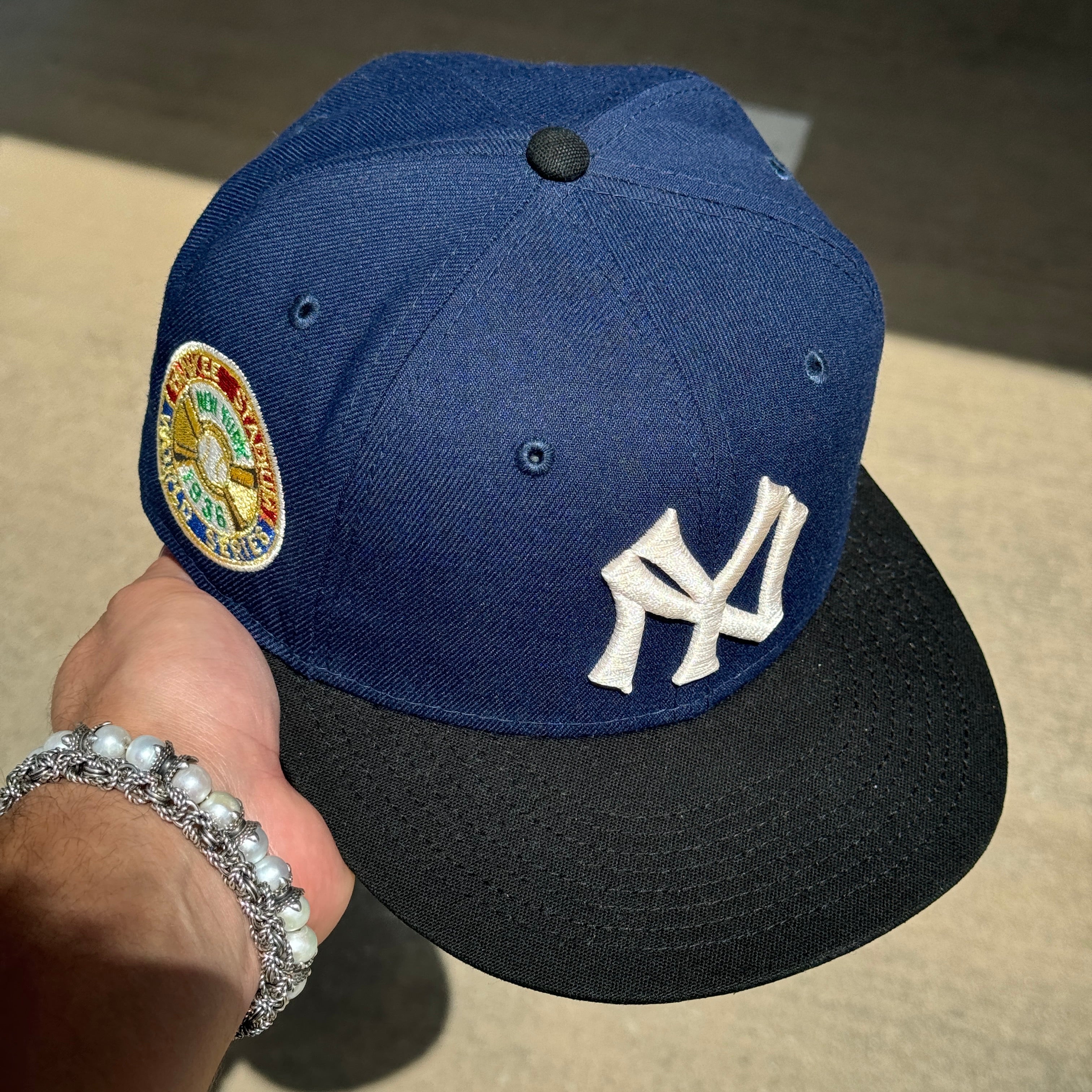 USED 1/4 Navy New York Yankees 1936 World Series 59fifty New Era Fitted Hat Cap