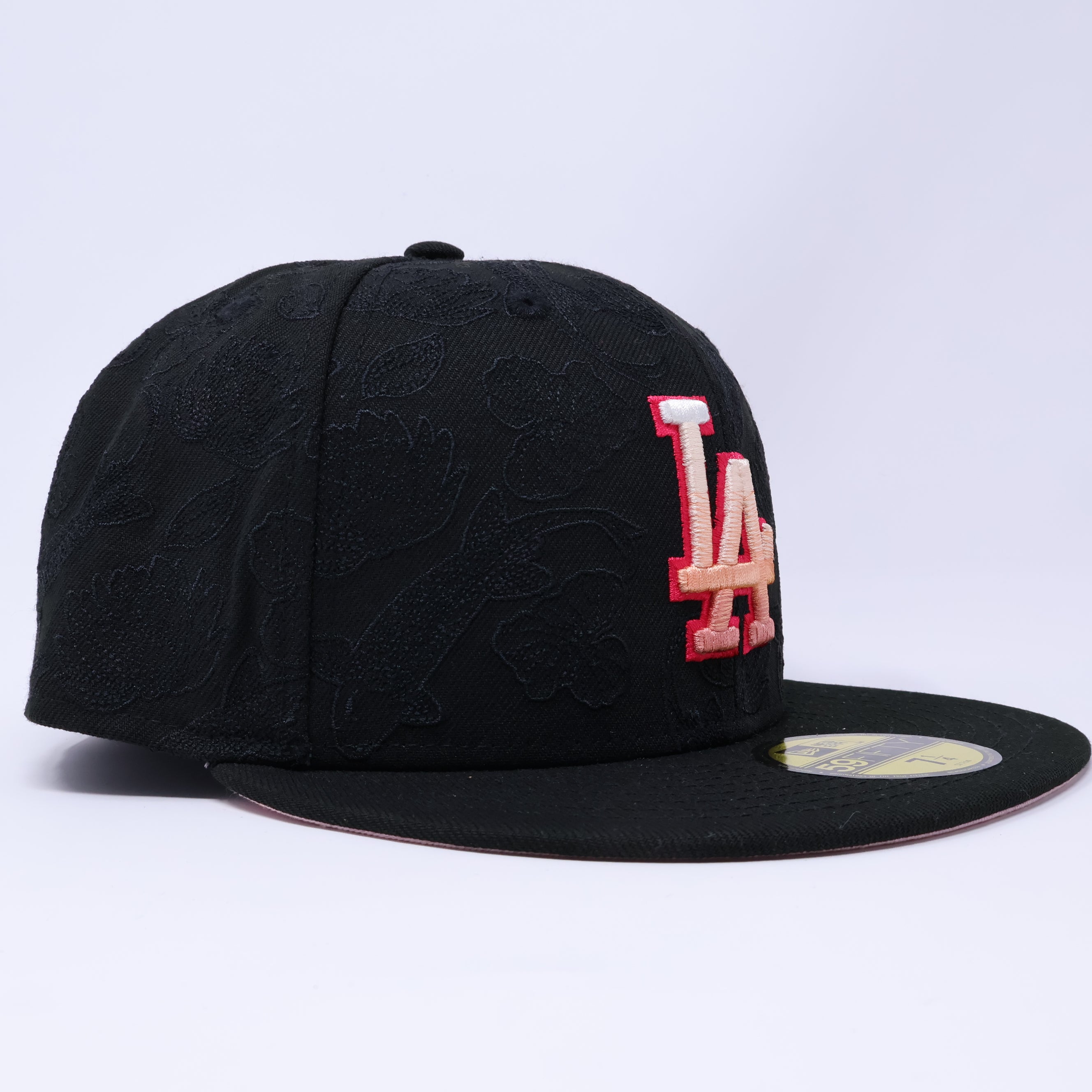 NWT Black Los Angeles Dodgers Koi Pattern 59fifty New Era Fitted Hat Cap