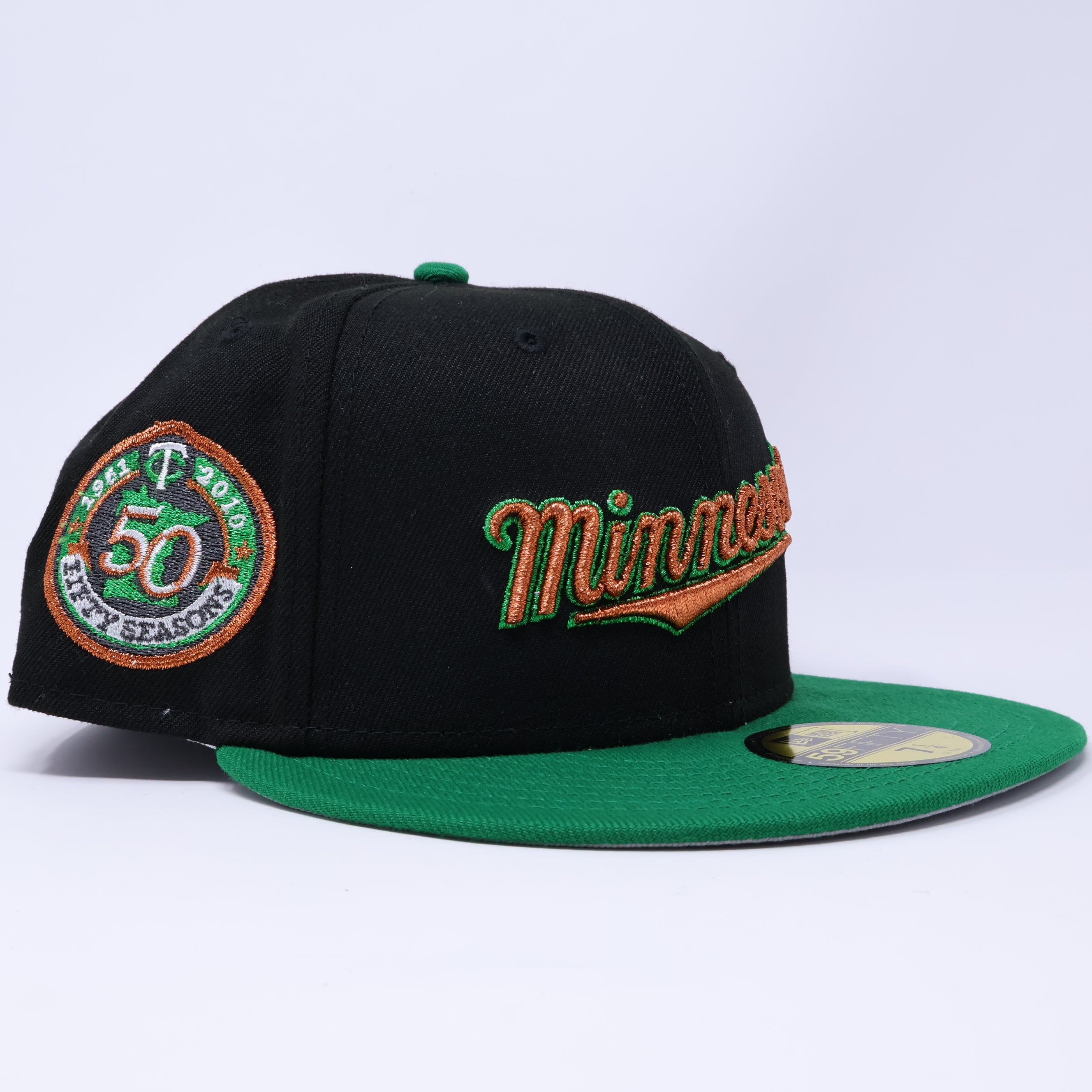NWT 1/4 Black Minnesota Twins 50 Season 59fifty New Era Fitted Hat Cap