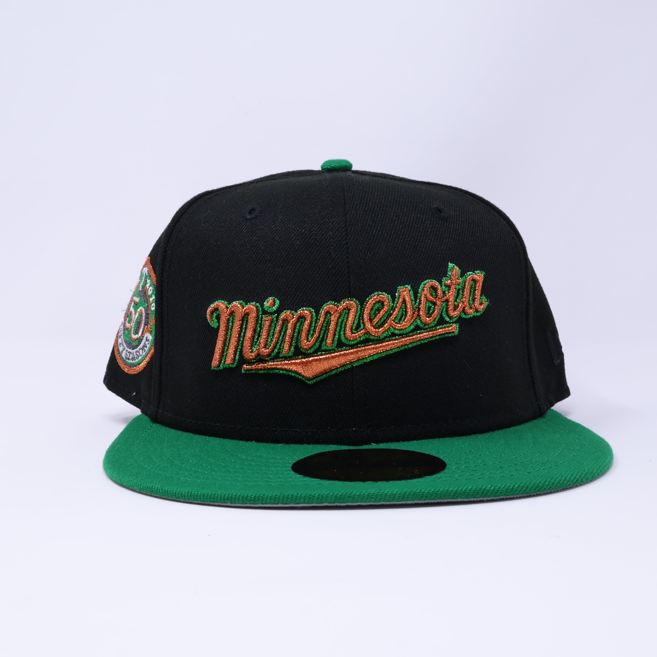 NWT 1/4 Black Minnesota Twins 50 Season 59fifty New Era Fitted Hat Cap