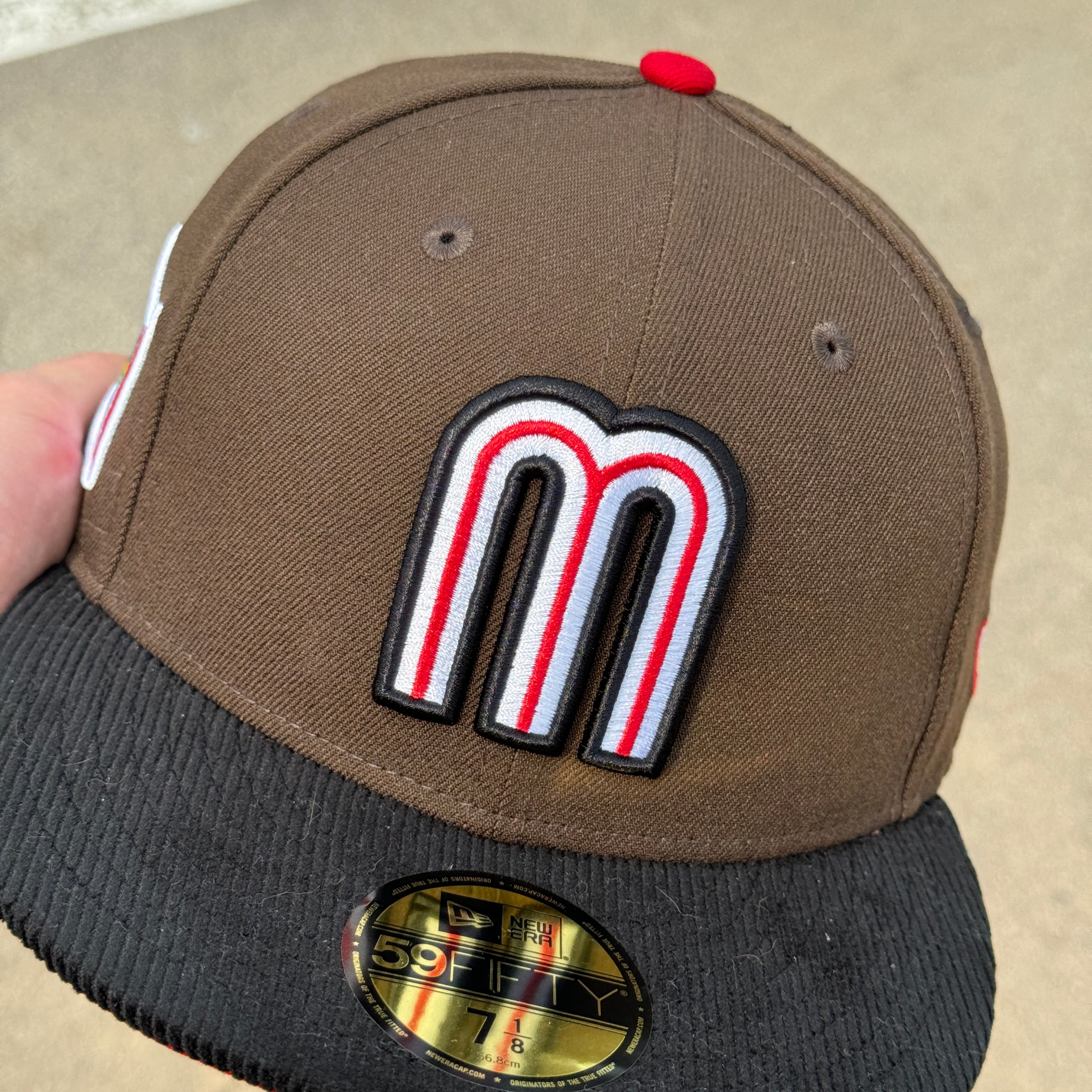 7 1/8 NEW Brown Mexico Flag WBC Corduroy 59fifty New Era Fitted Hat Cap