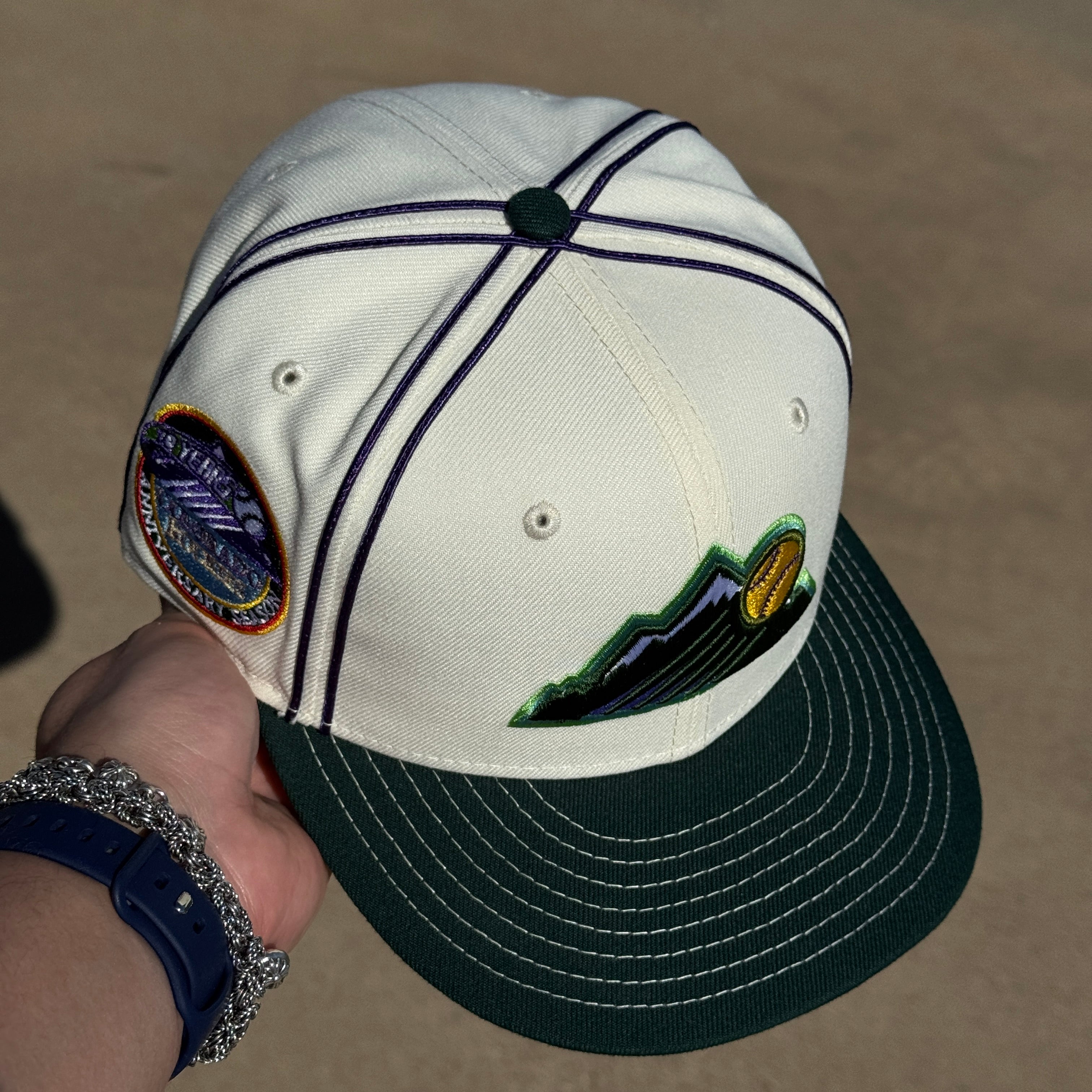 USED 1/8 Chrome Colorado Rockies 10th Anniversary 59fifty New Era Fitted Hat Cap