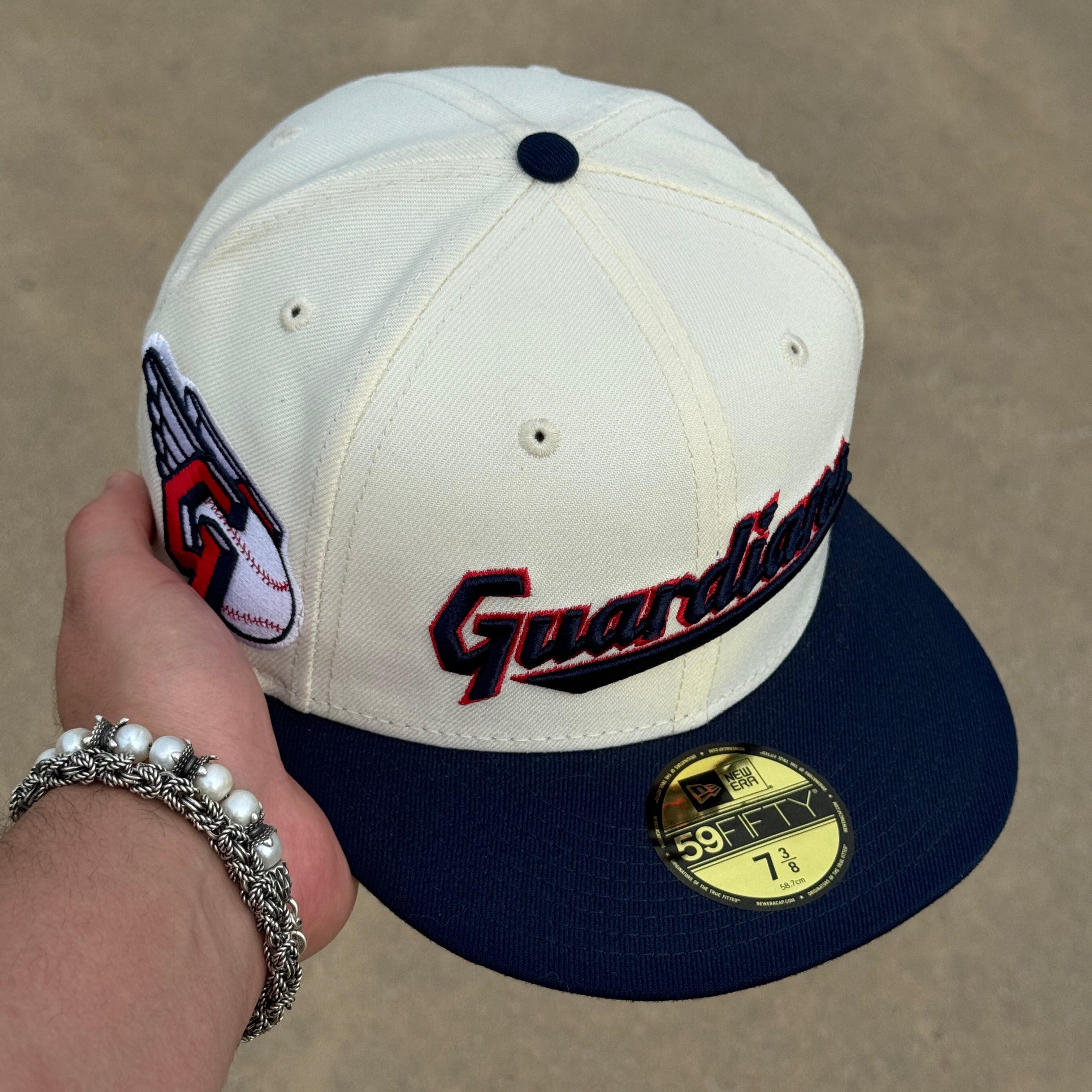 7 3/8 NEW Chrome Cleveland Guardians Indians 59fifty New Era Fitted Hat Cap