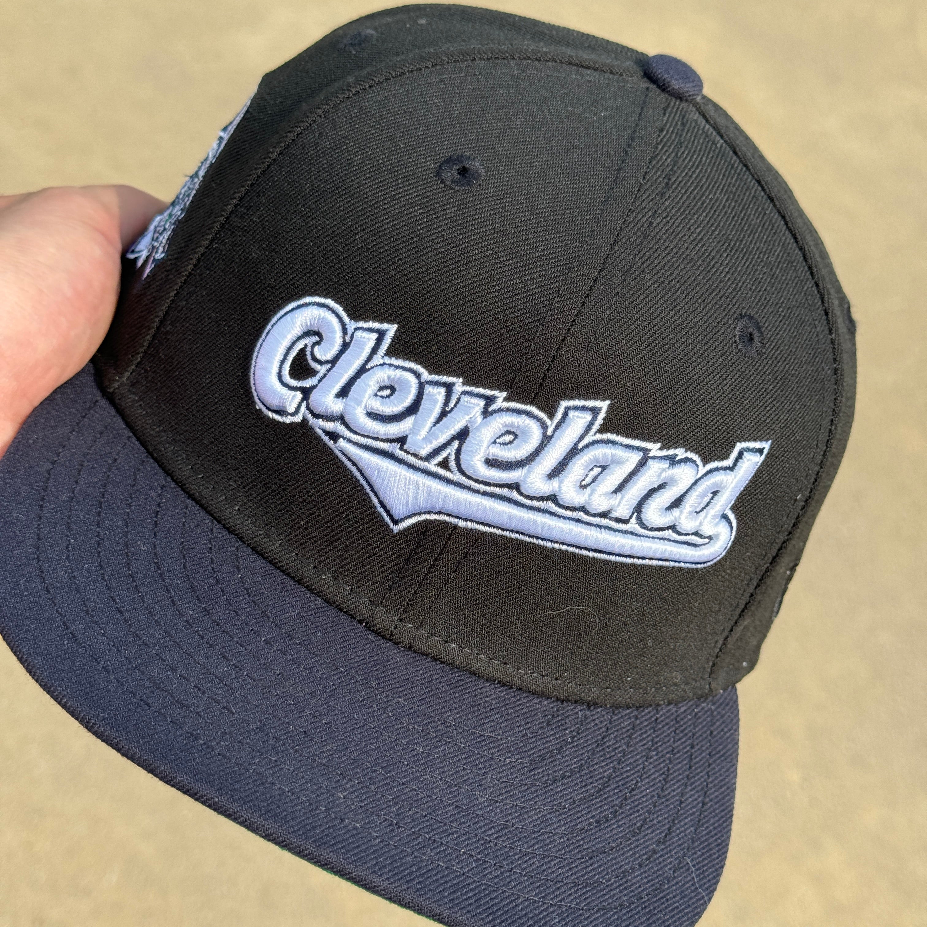 7 3/8 USED Black Cleveland Indians Guardians Jacobs Field 59fifty New Era Fitted Hat Cap