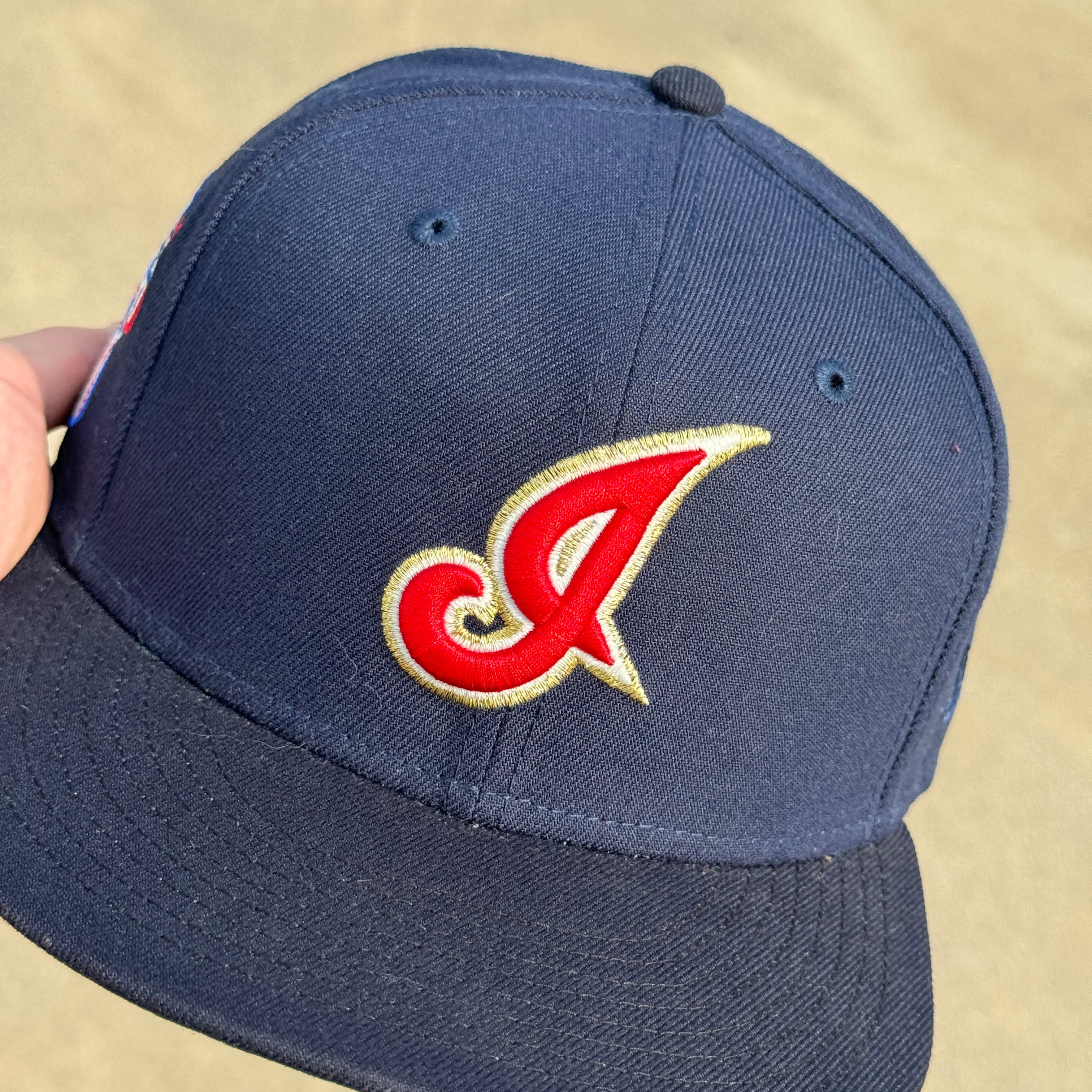 7 3/8 USED Navy Cleveland Indians Guardians American 59fifty New Era Fitted Hat Cap