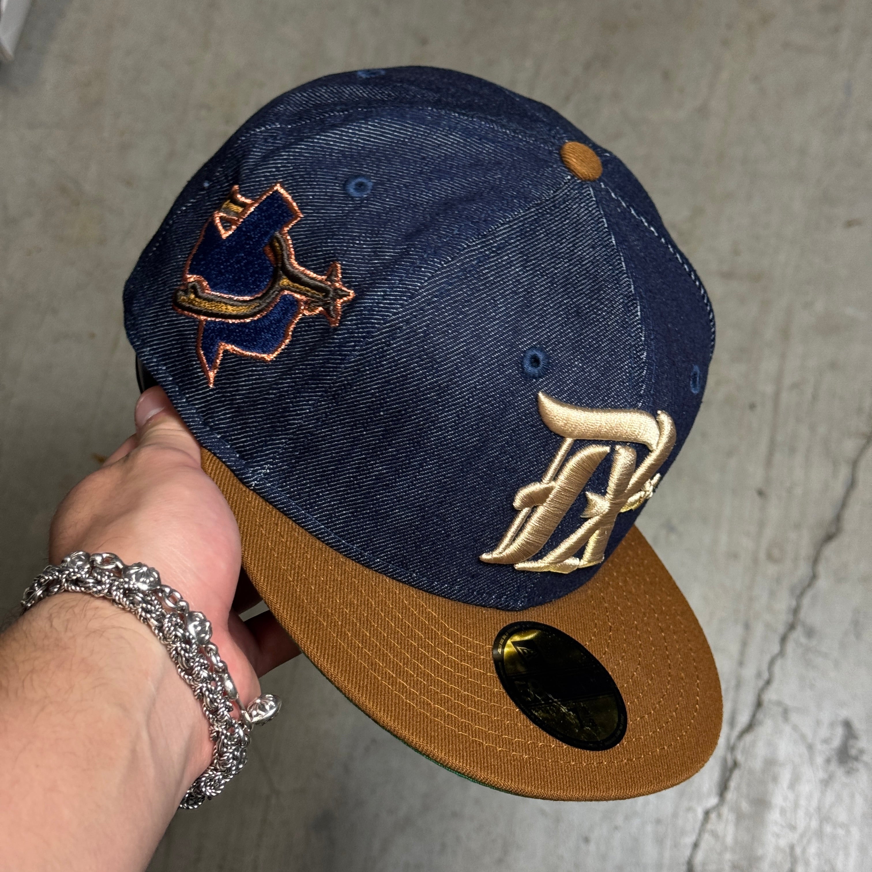 NWT Denim Dallas Texas Rangers City Connect 2023 59fifty New Era Fitted Cap