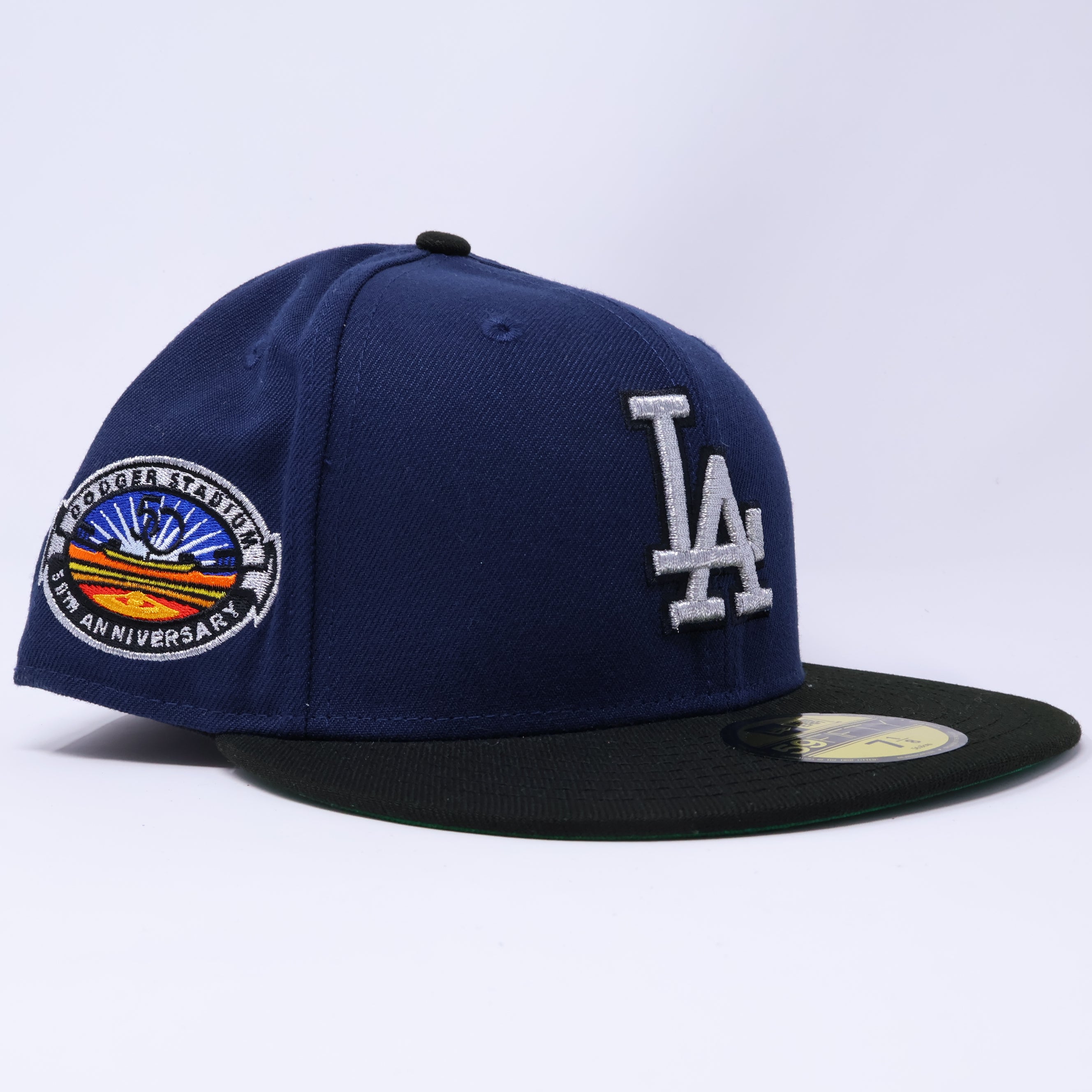 NWT 7 1/8 Navy Los Angeles Dodgers 50th Anniversary 59fifty New Era Fitted Hat Cap