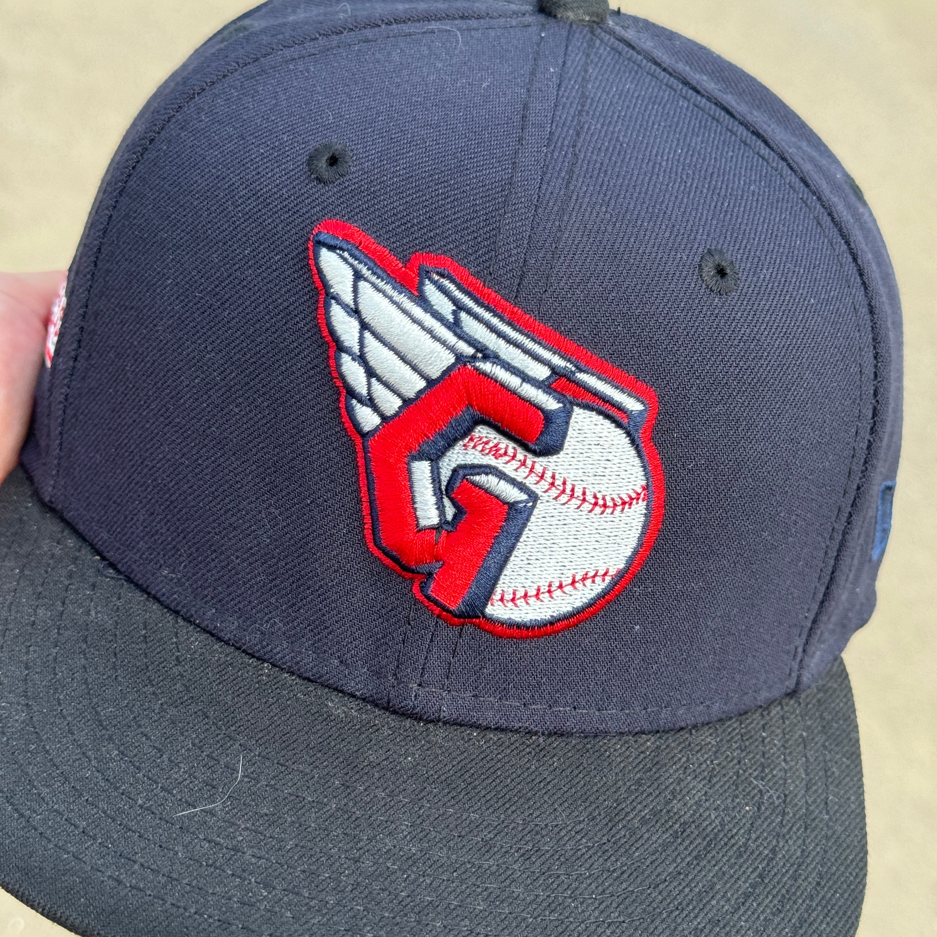 7 1/2 USED Navy Cleveland Guardians Indians MLB 59fifty New Era Fitted Hat Cap