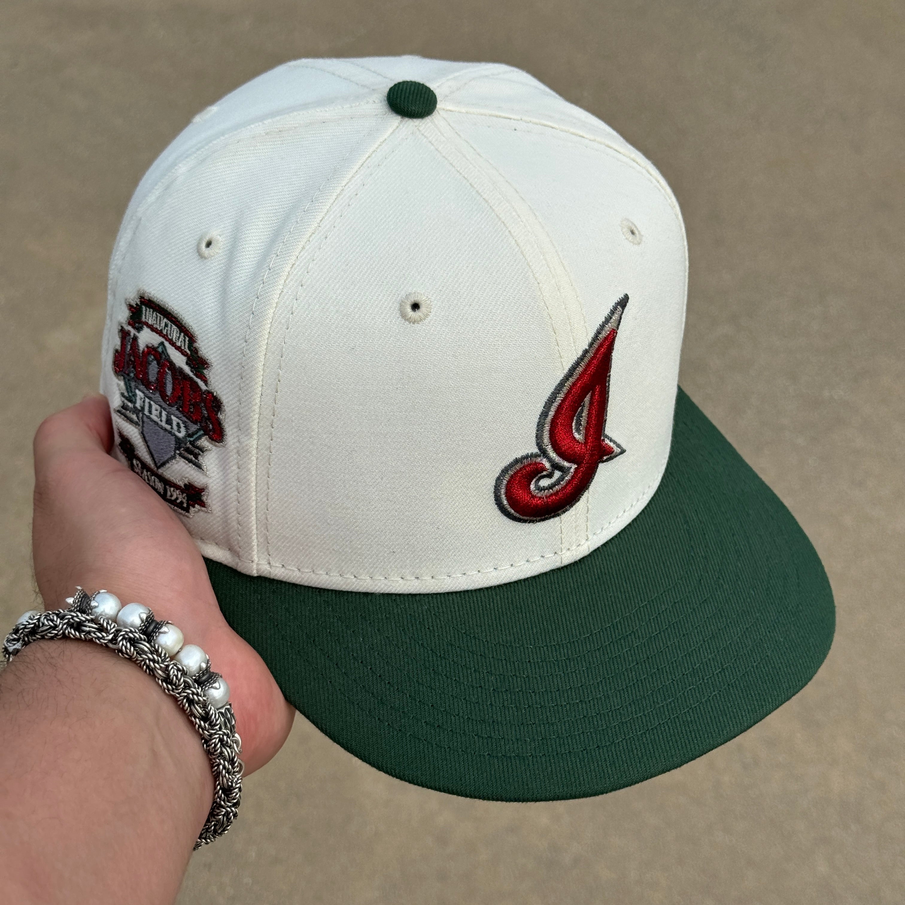 7 3/8 USED Chrome Cleveland Indians Guardians Jacob 59fifty New Era Fitted Hat Cap