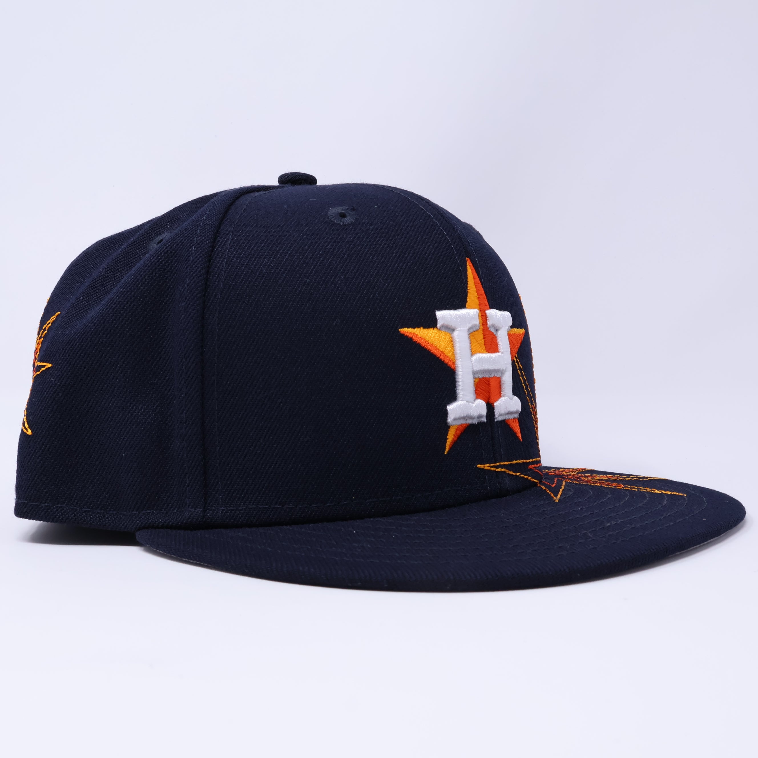 NWT 1/2 Black Houston Astros Fireworks Design 59fifty New Era Fitted Hat Cap