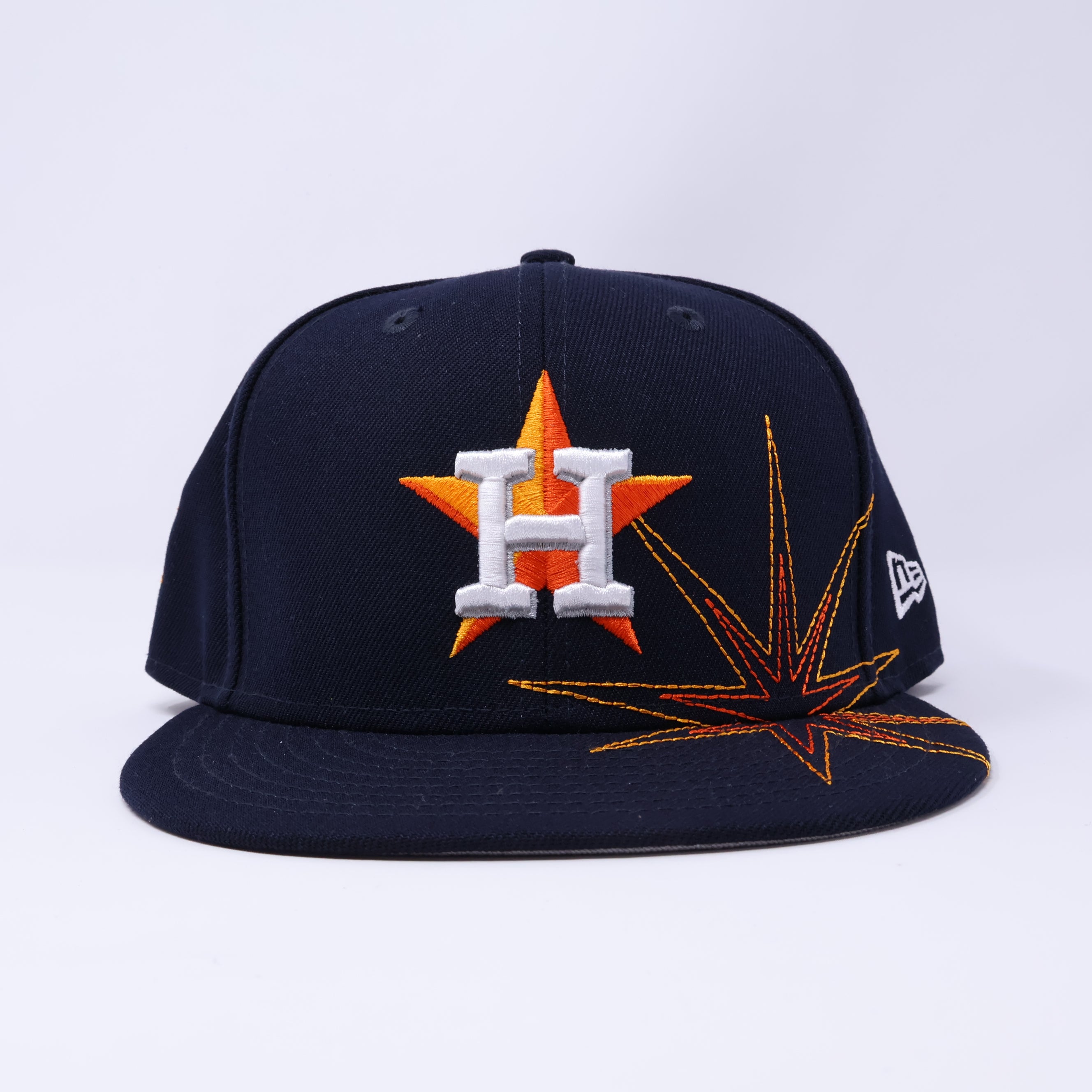 NWT 1/2 Black Houston Astros Fireworks Design 59fifty New Era Fitted Hat Cap