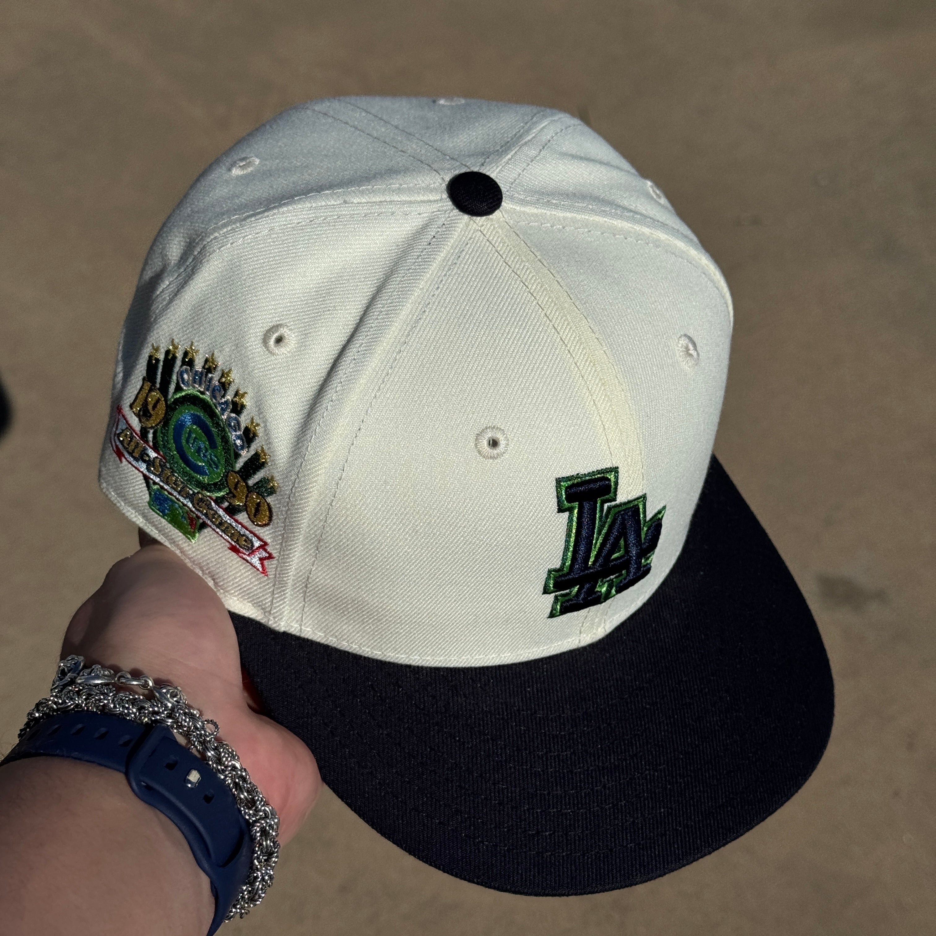 USED 1/8 Chrome Los Angeles 1990 All Star Game 59fifty New Era Fitted Hat Cap