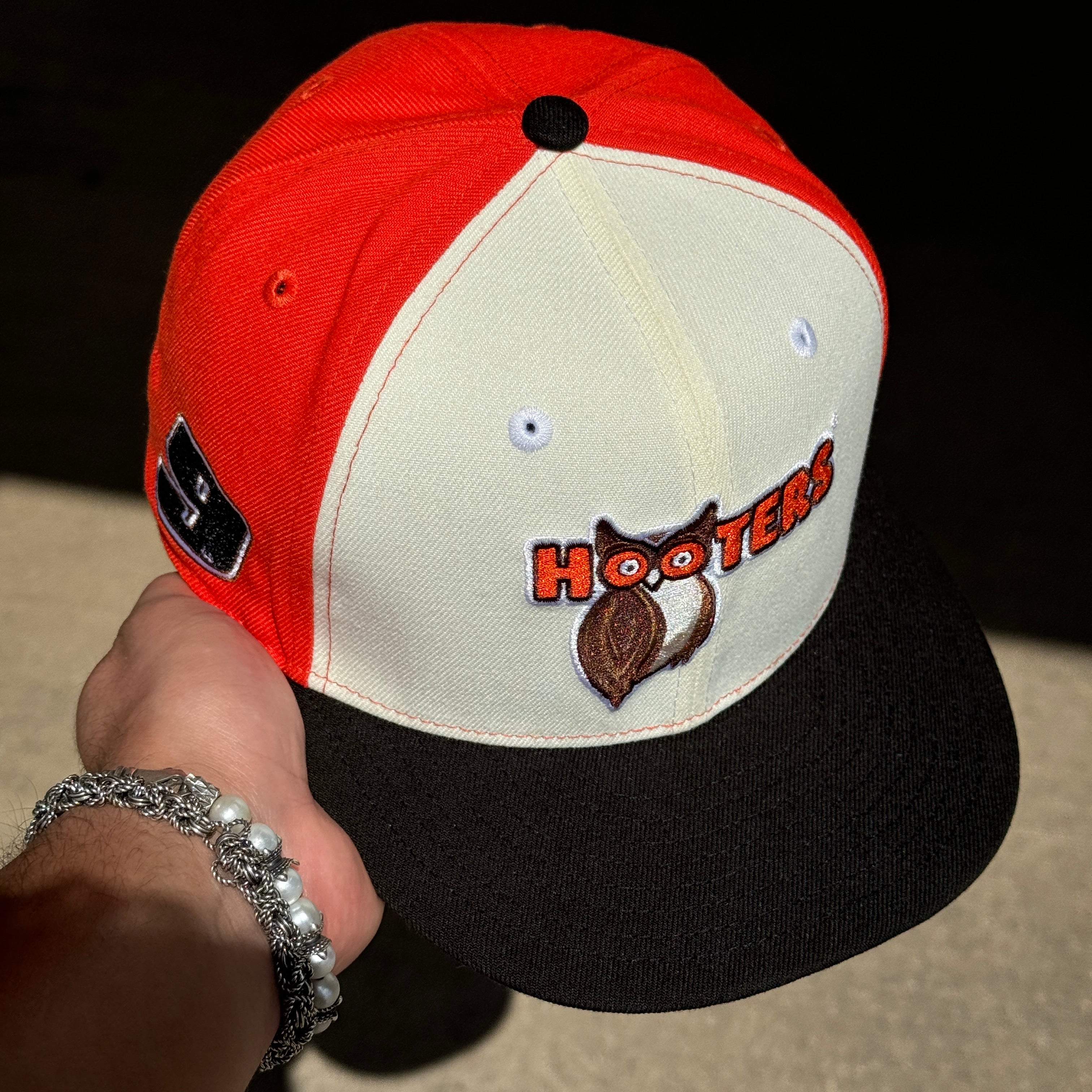 USED 1/8 Orange Chrome Hooters Number 9 Nascar 59fifty New Era Fitted Hat Cap