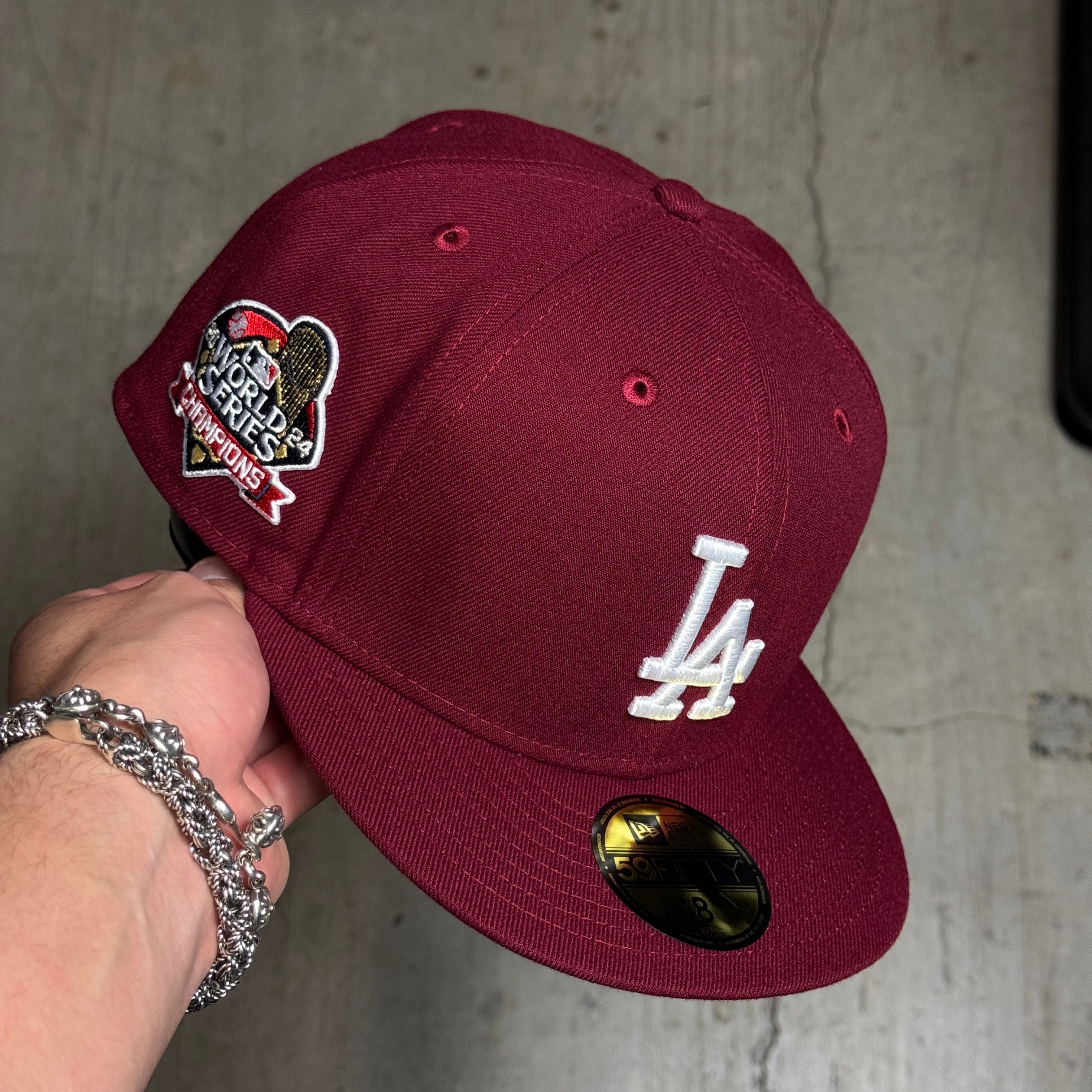 NWT Maroon Los Angeles Dodgers 2024 World Series 59fifty New Era Fitted Hat Cap
