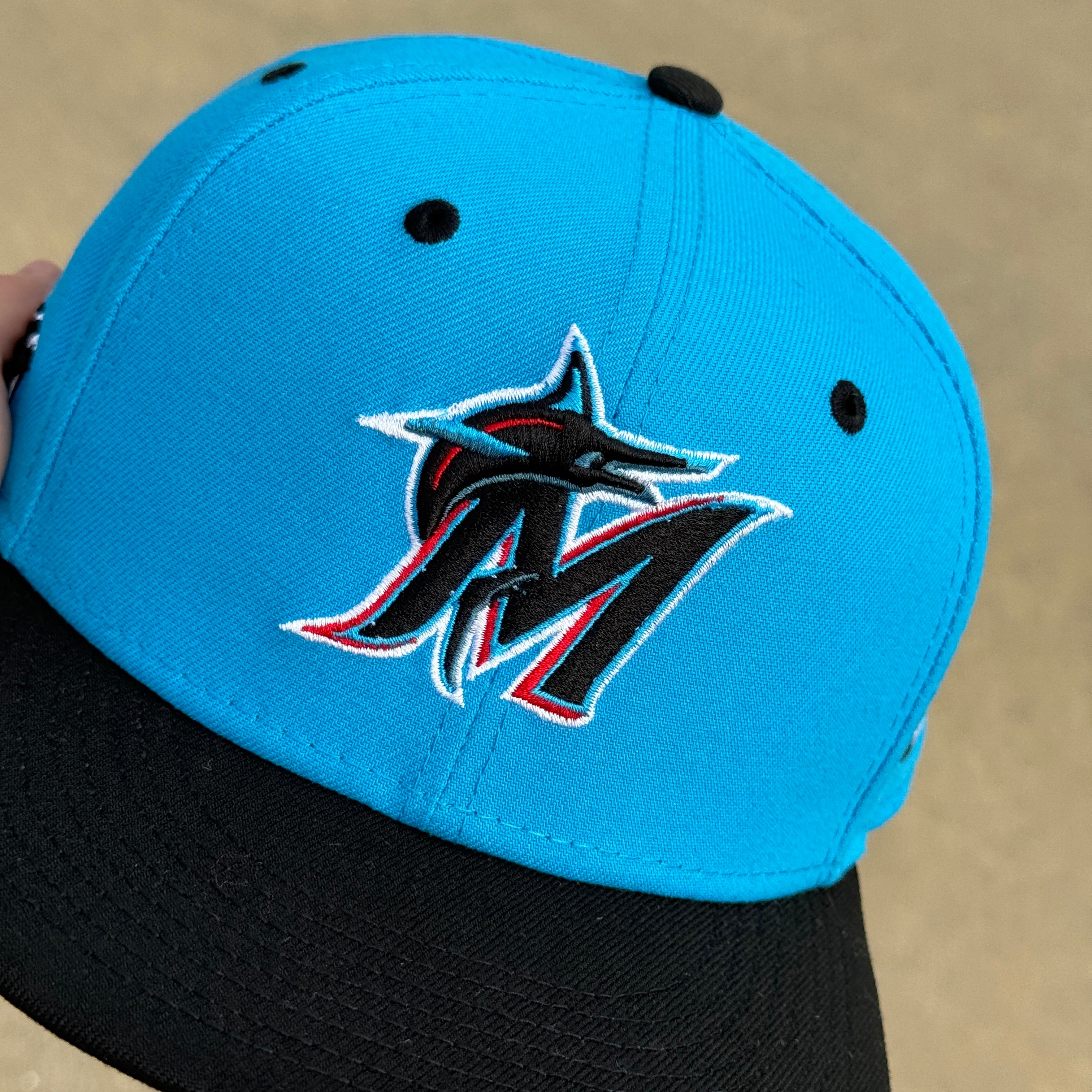 7 5/8 USED Blue Florida Marlins Planes Freshrags 59fifty New Era Fitted Hat Cap