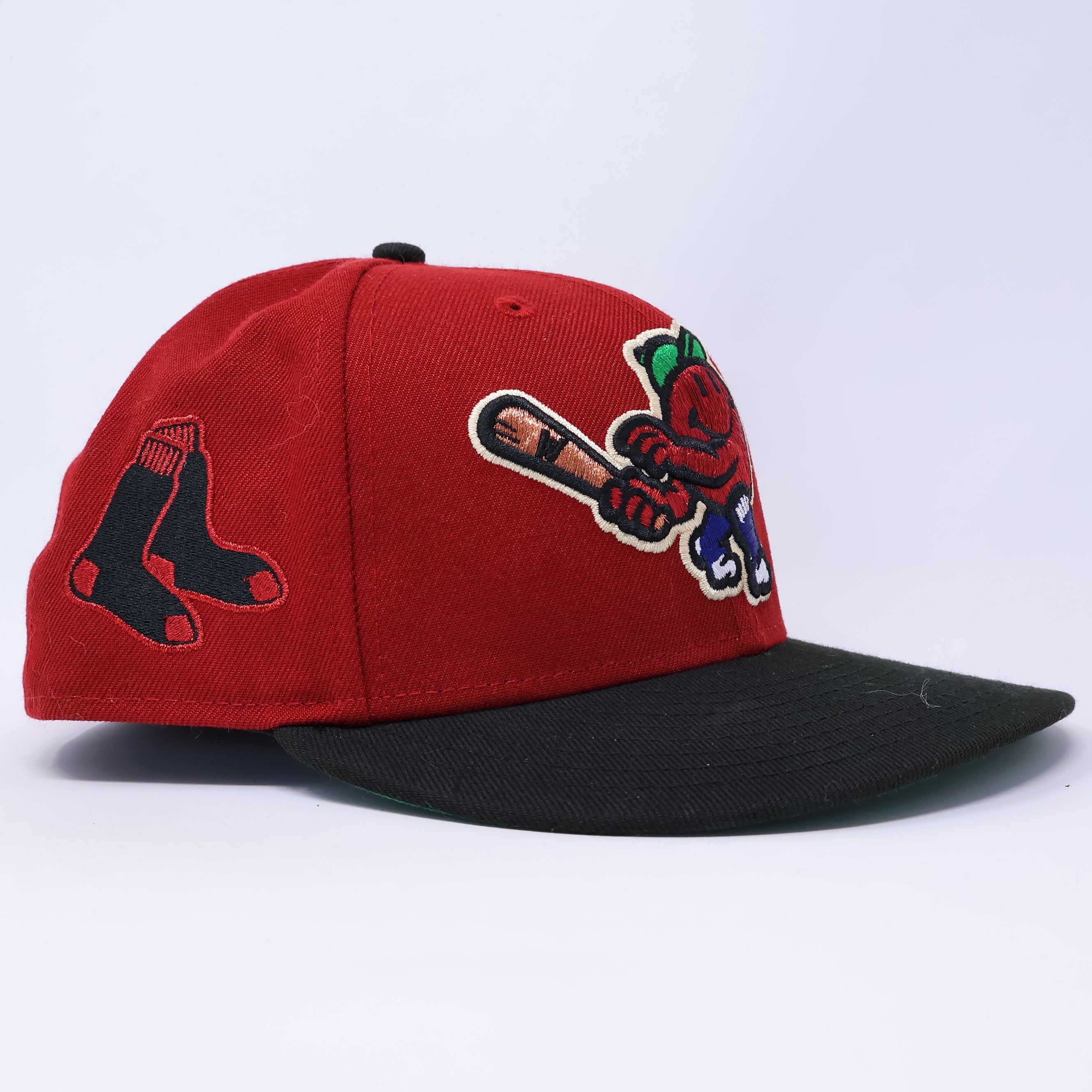 USED 1/2 Red Woo Sox Minor League 59fifty New Era Fitted Hat Cap