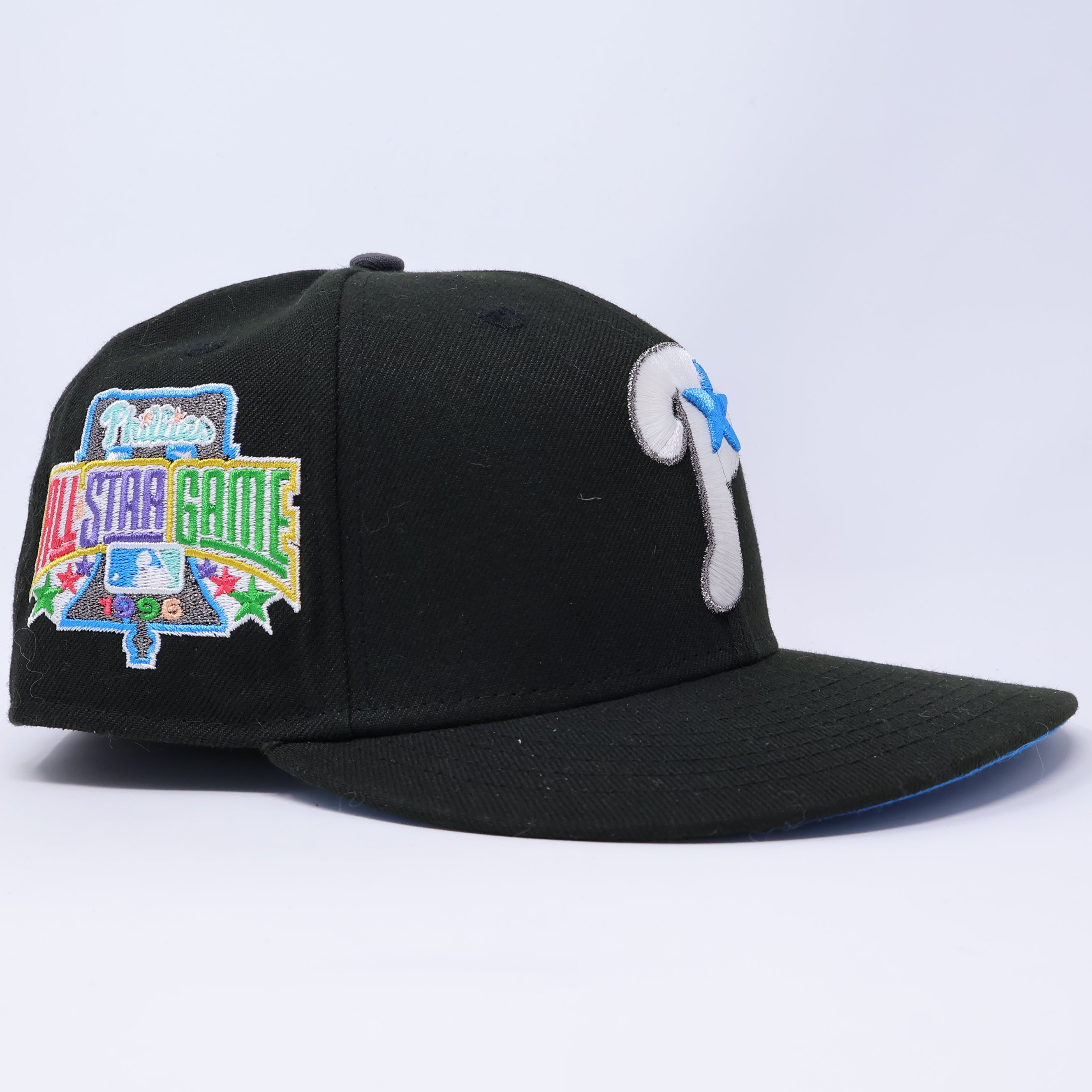 USED 1/4 Black Philadelphia Phillies 1996 All-Star Game 59fifty New Era Fitted Hat Cap
