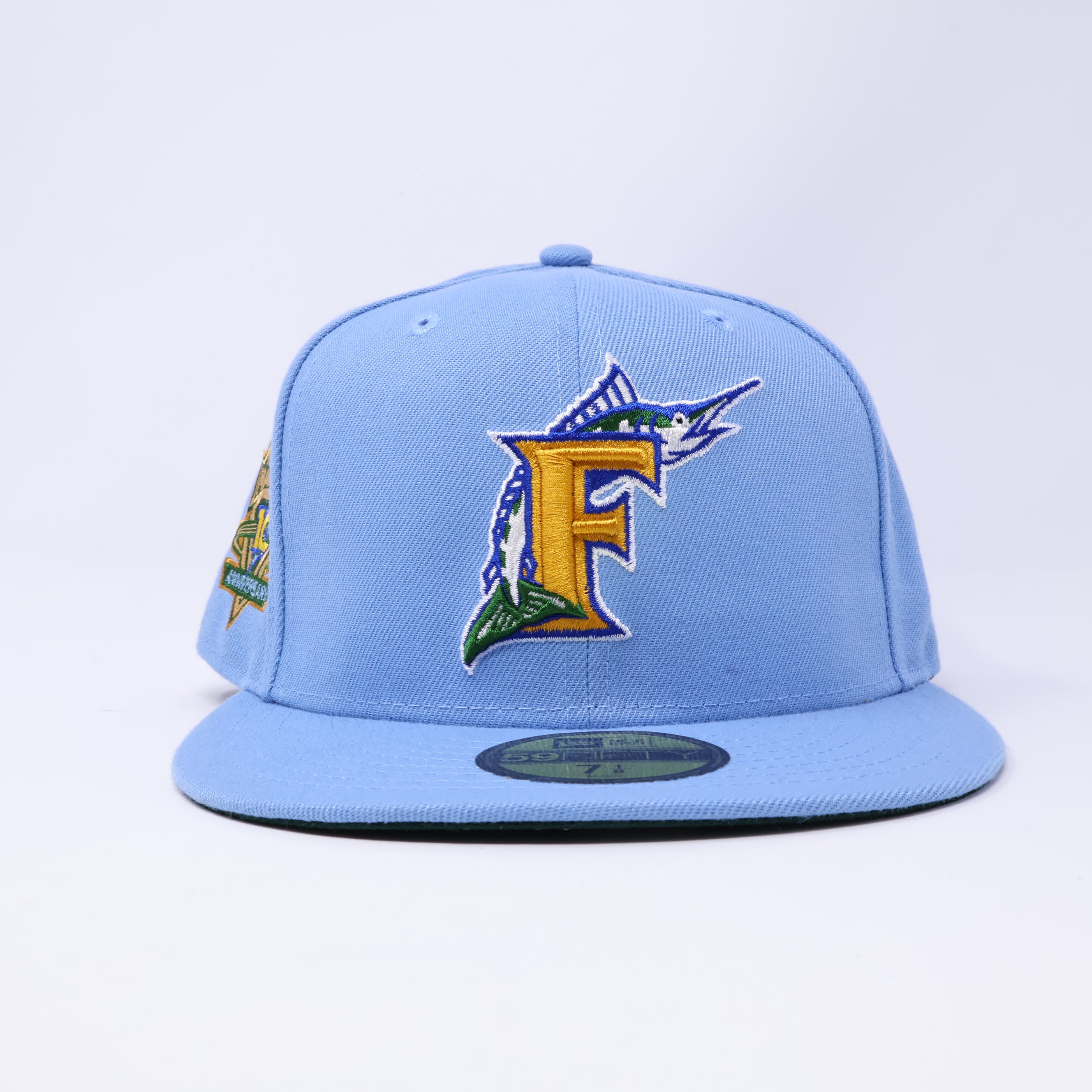 NWT 7 1/8 Blue Florida Marlins 10th Anniversary 59fifty New Era Fitted Hat Cap