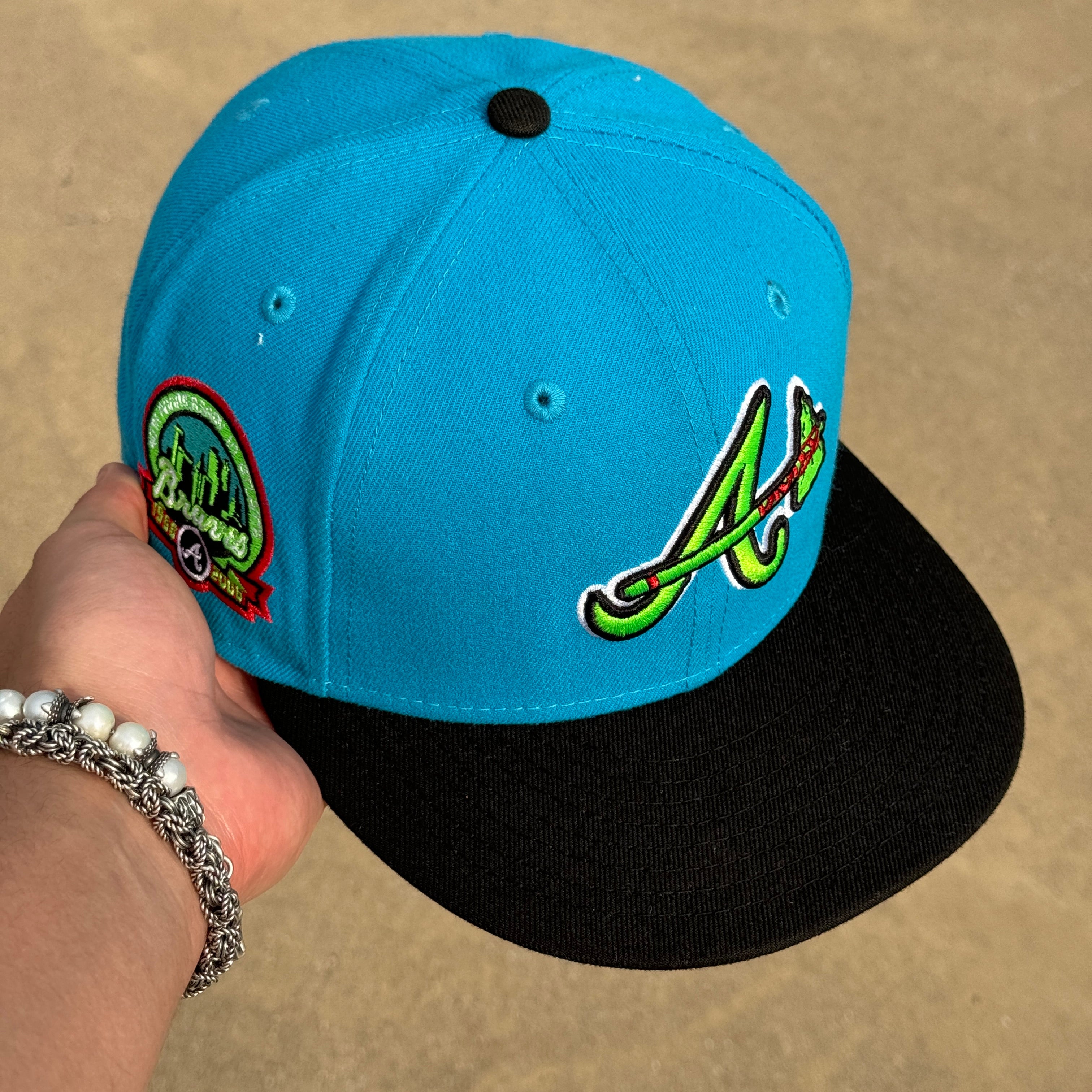 7 5/8 USED Teal Atlanta Braves 40th Anniversary 59fifty New Era Fitted Hat Cap