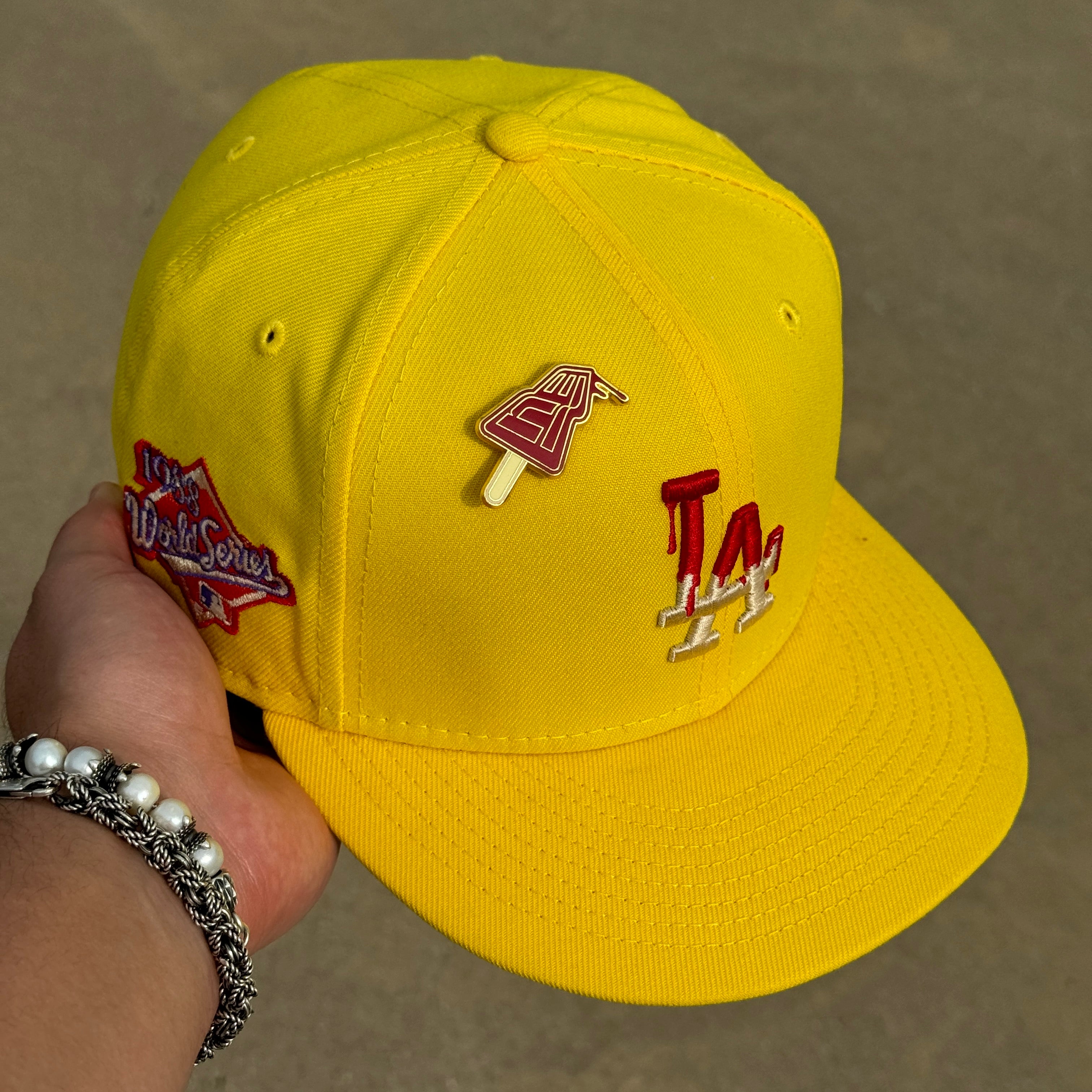 7 5/8 USED Yellow Los Angeles 1988 World Series 59fifty New Era Fitted Hat Cap