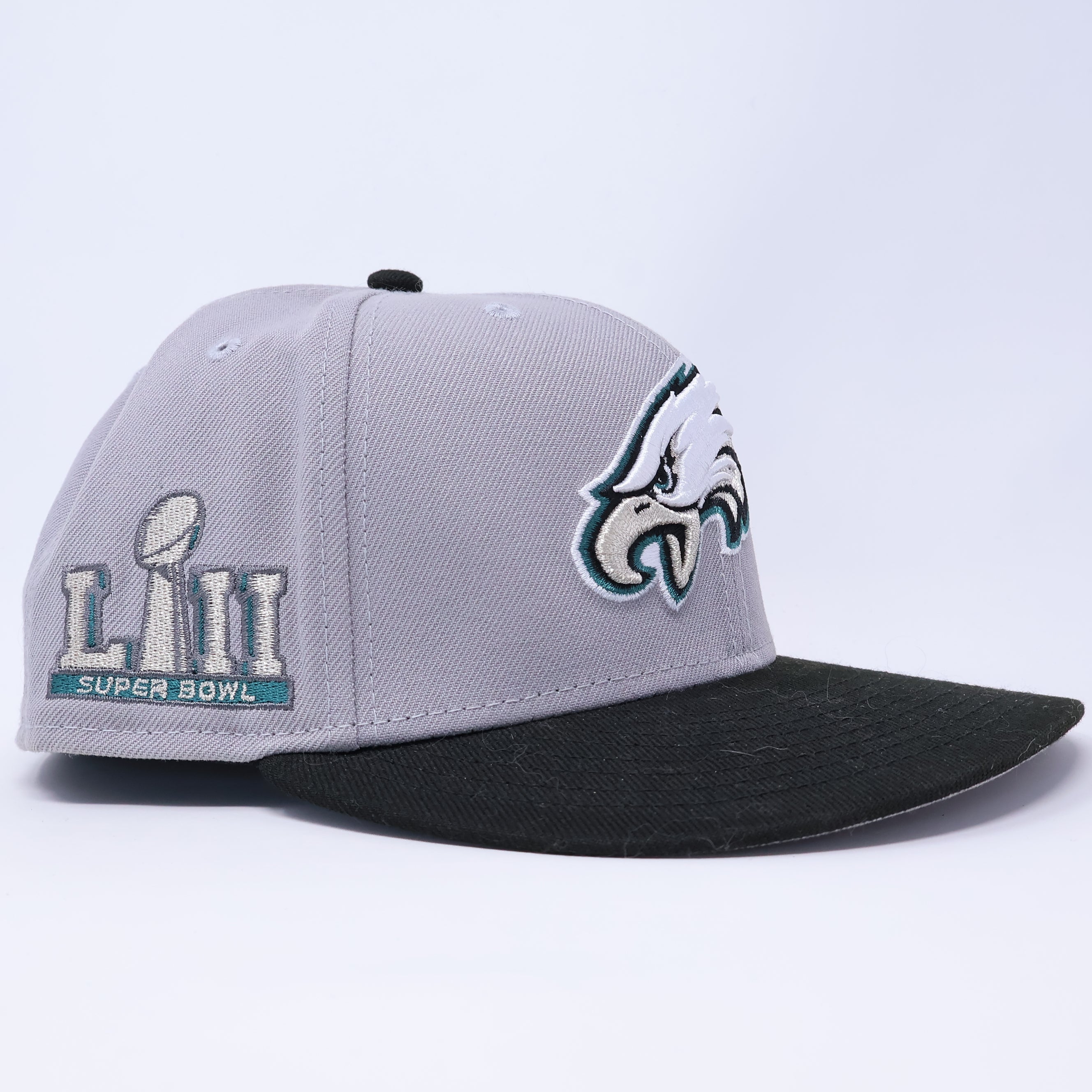 USED 1/4 Gray Philadelphia Eagles Super Bowl 59fifty New Era Fitted Hat Cap