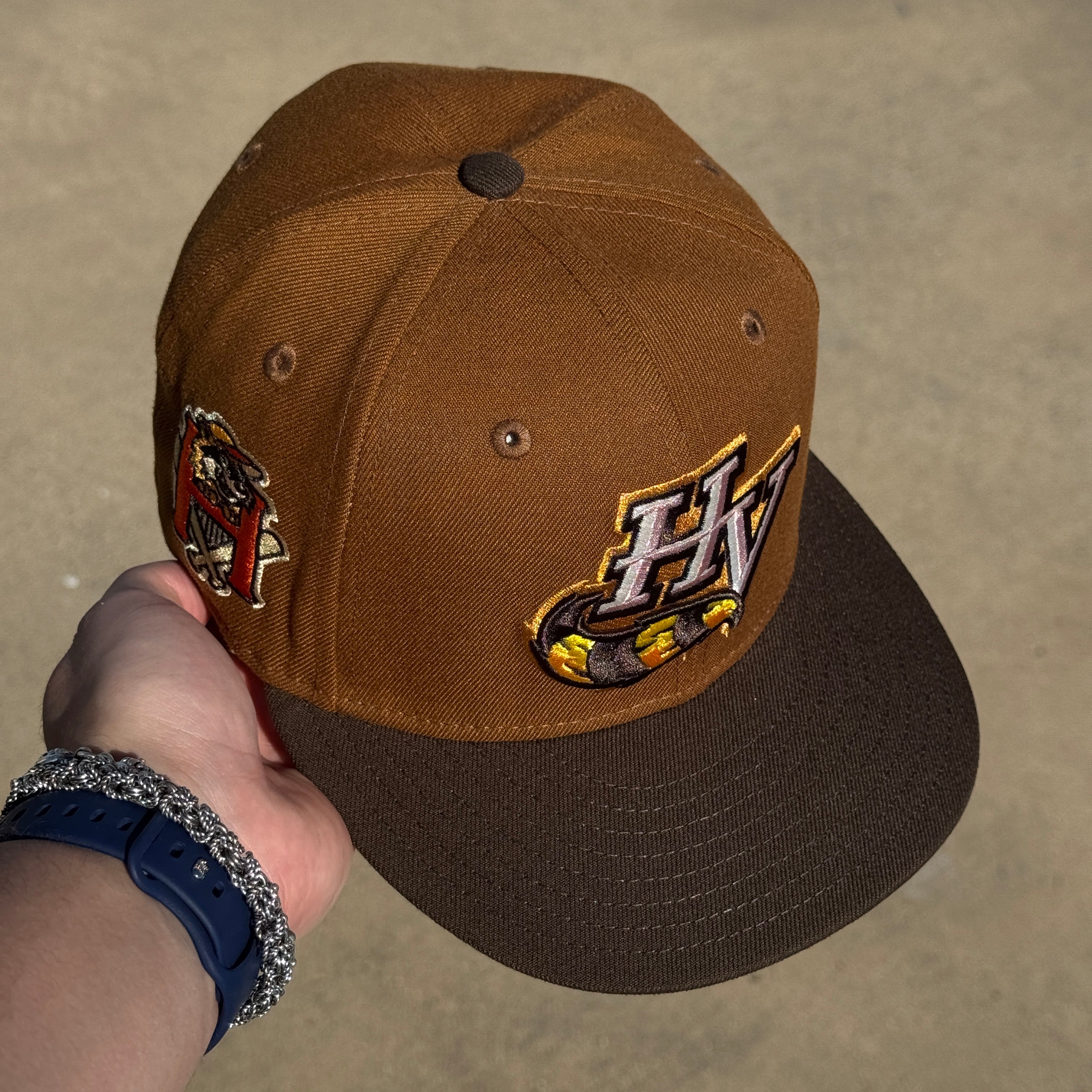 USED 1/8 Brown Hudson Valley Renegades 59fifty New Era Fitted Hat Cap