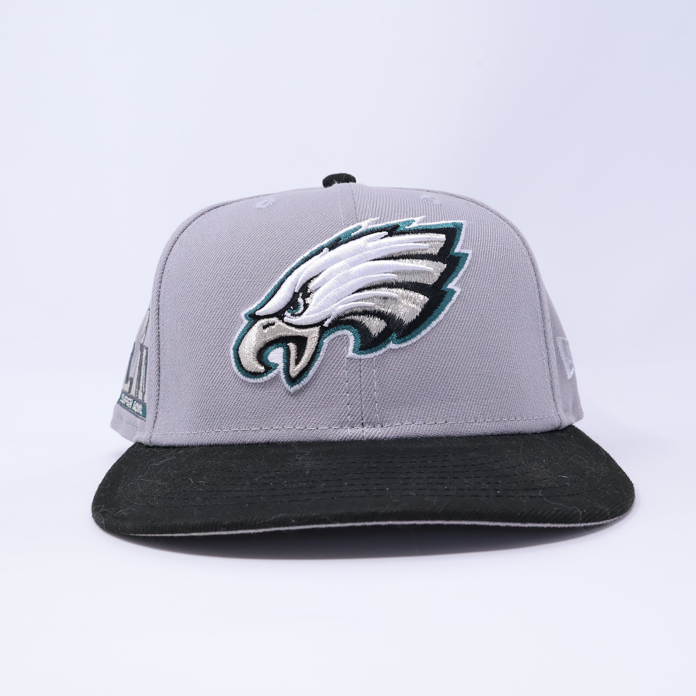 USED 1/4 Gray Philadelphia Eagles Super Bowl 59fifty New Era Fitted Hat Cap