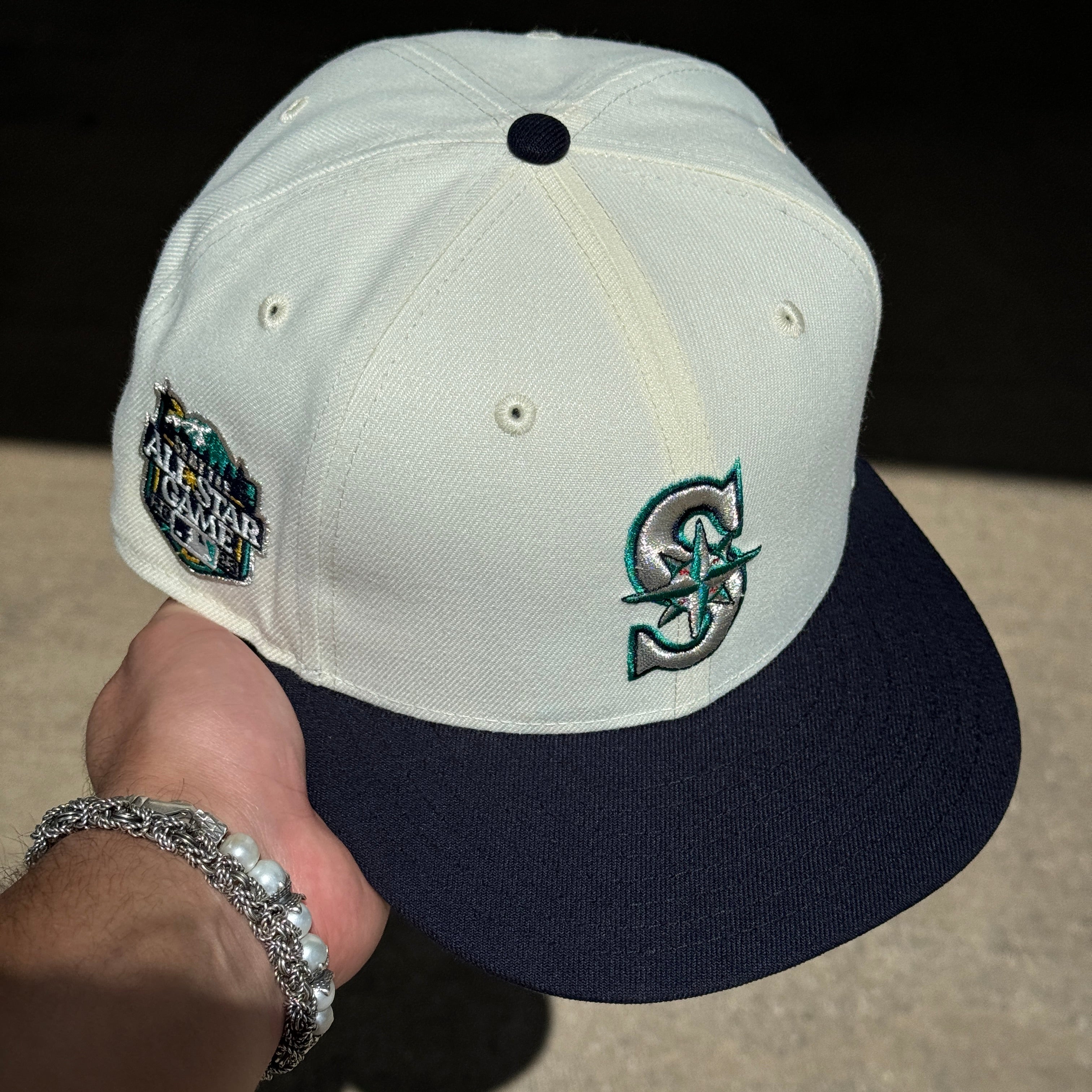 USED 3/4 Chrome Seattle Mariners 2023 All Star Game 59fifty New Era Fitted Hat Cap