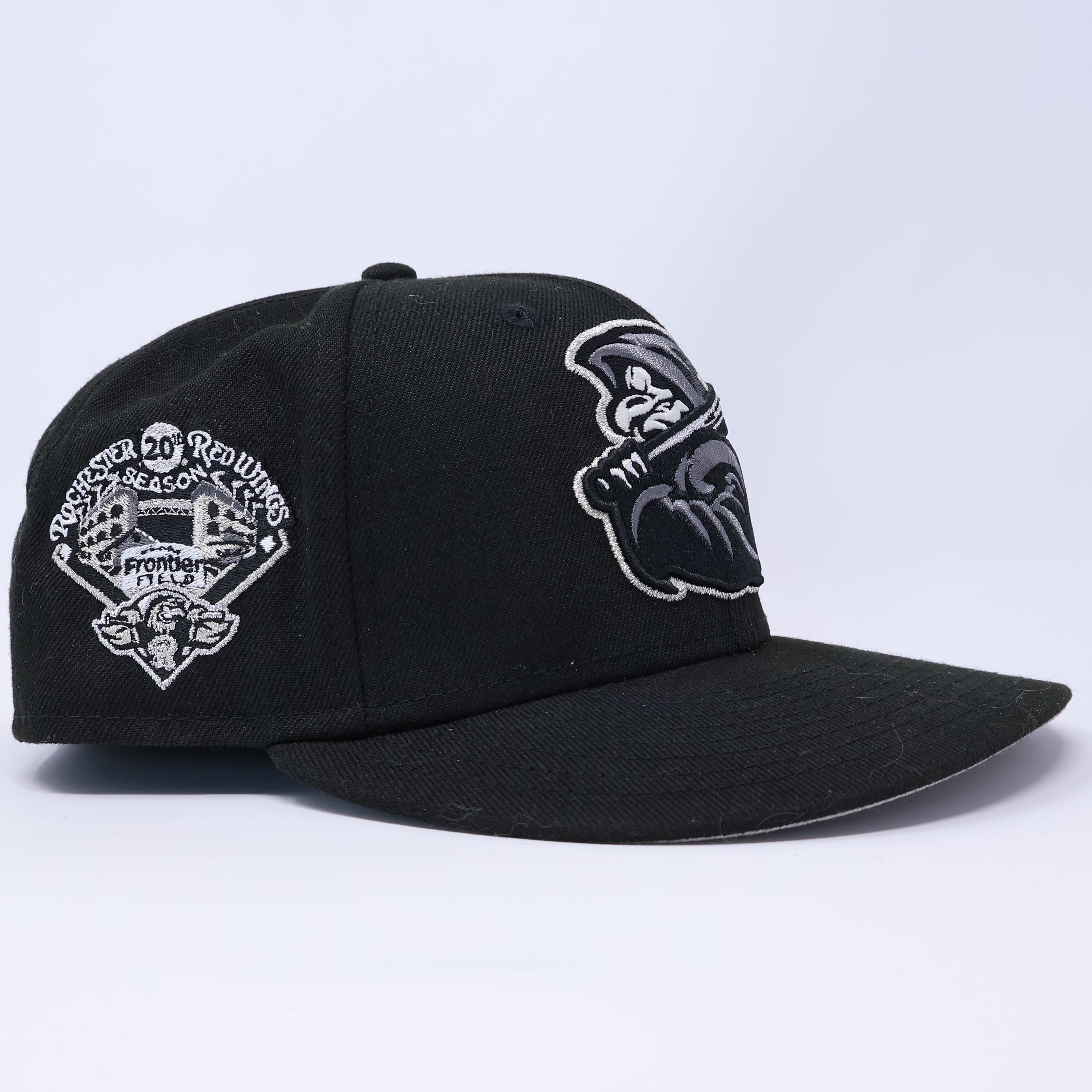 USED 1/4 Black Rochester Red Wings Minor League 59fifty New Era Fitted Hat Cap