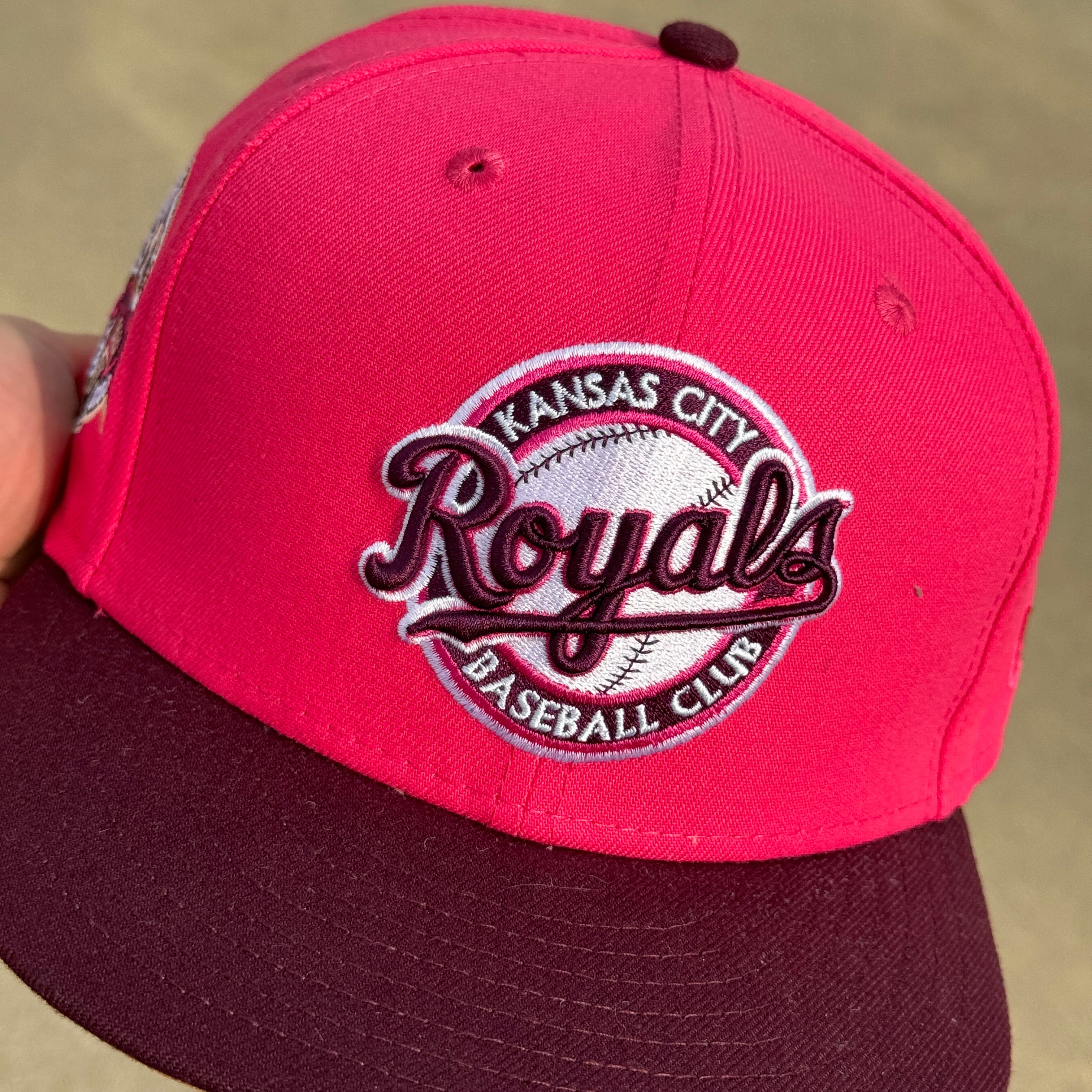 7 5/8 USED Pink Kansas City Royal 40th Anniversary 59fifty New Era Fitted Hat Cap