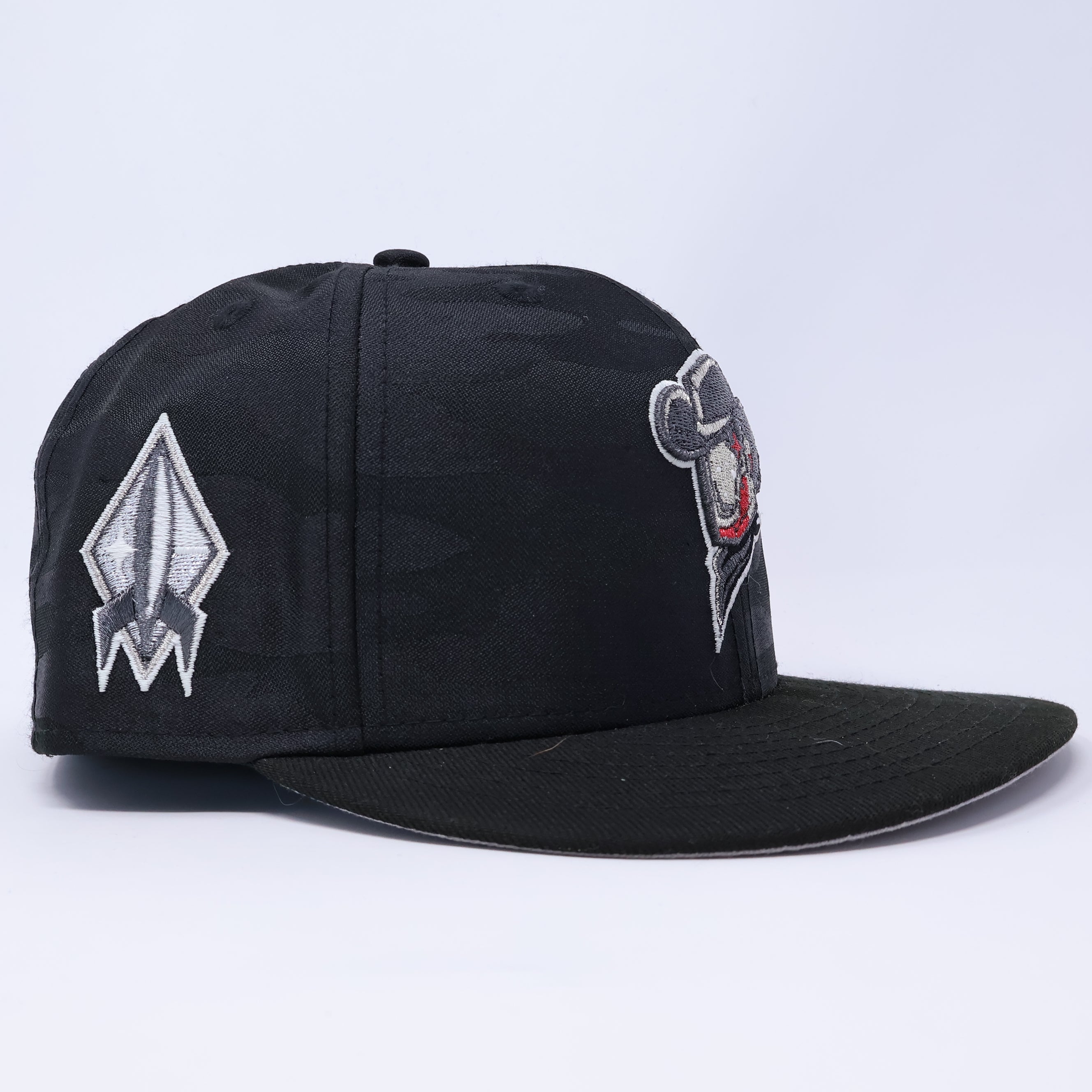 USED 3/8 Black Camo Sugar Land Space Cowboys Minor League 59fifty New Era Fitted Hat Cap