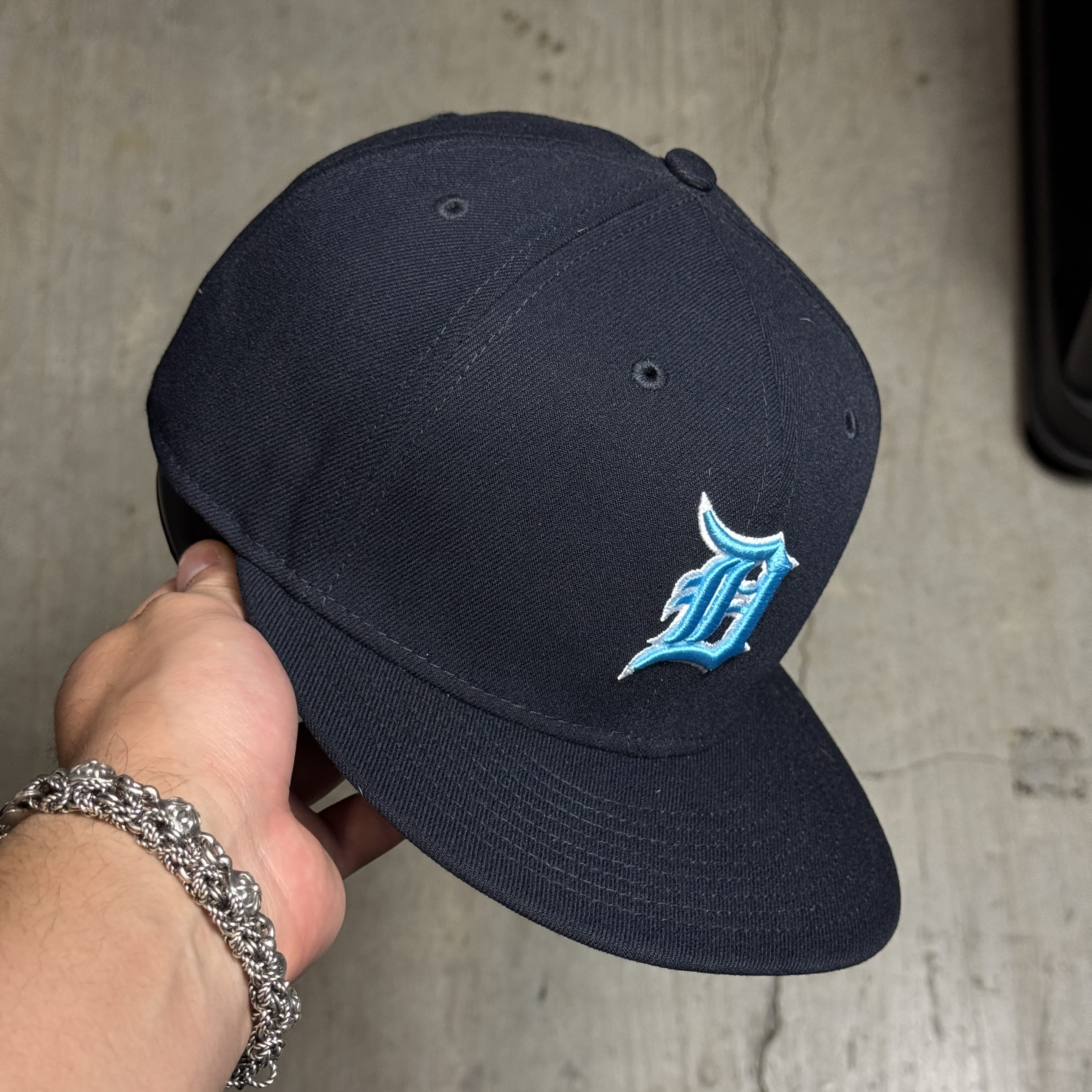 USED 3/8 Navy Detroit Tigers Simple Clean Dope 59fifty New Era Fitted Hat Cap