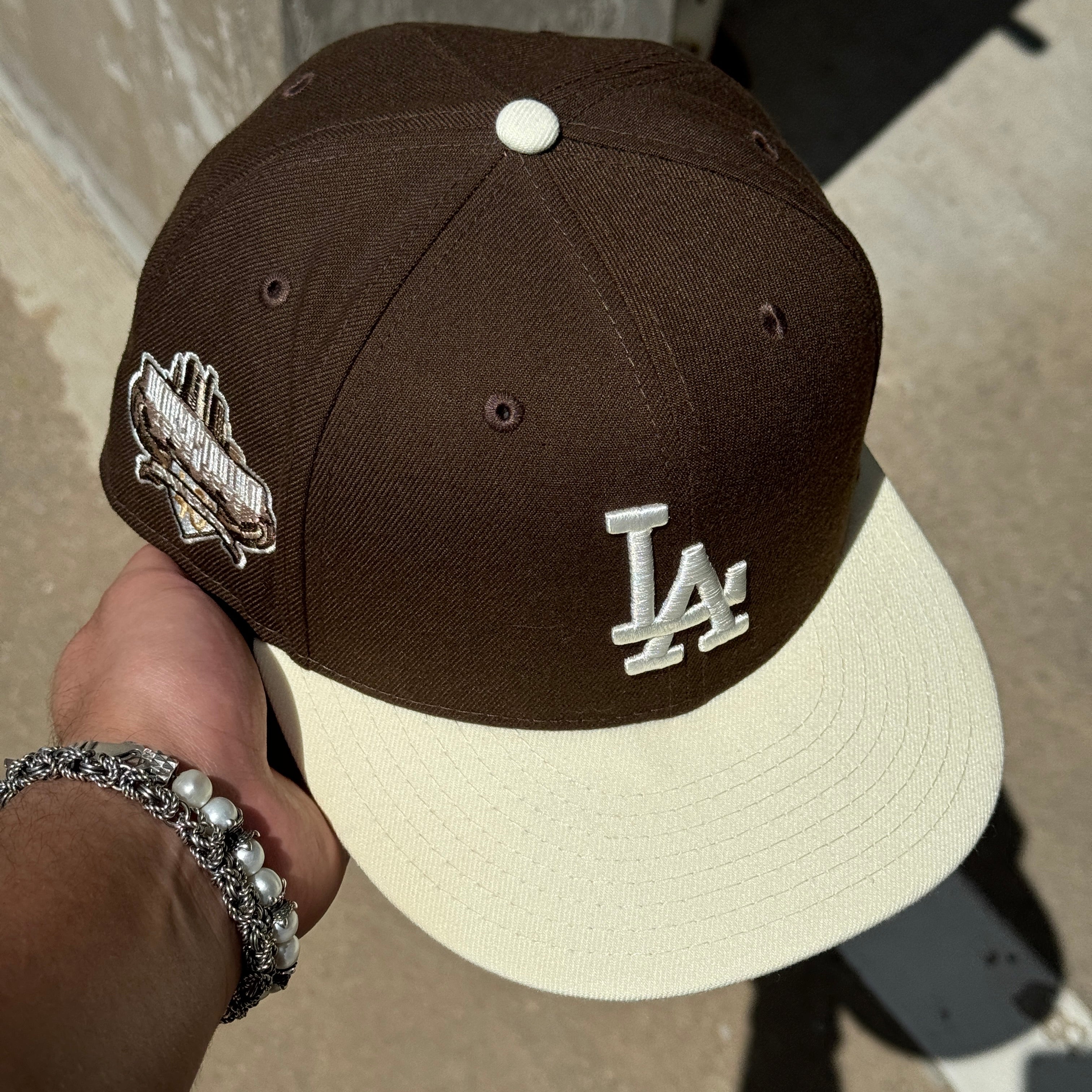 USED 3/4 Brown Los Angeles Dodgers 40th Anniversary 59fifty New Era Fitted Hat Cap