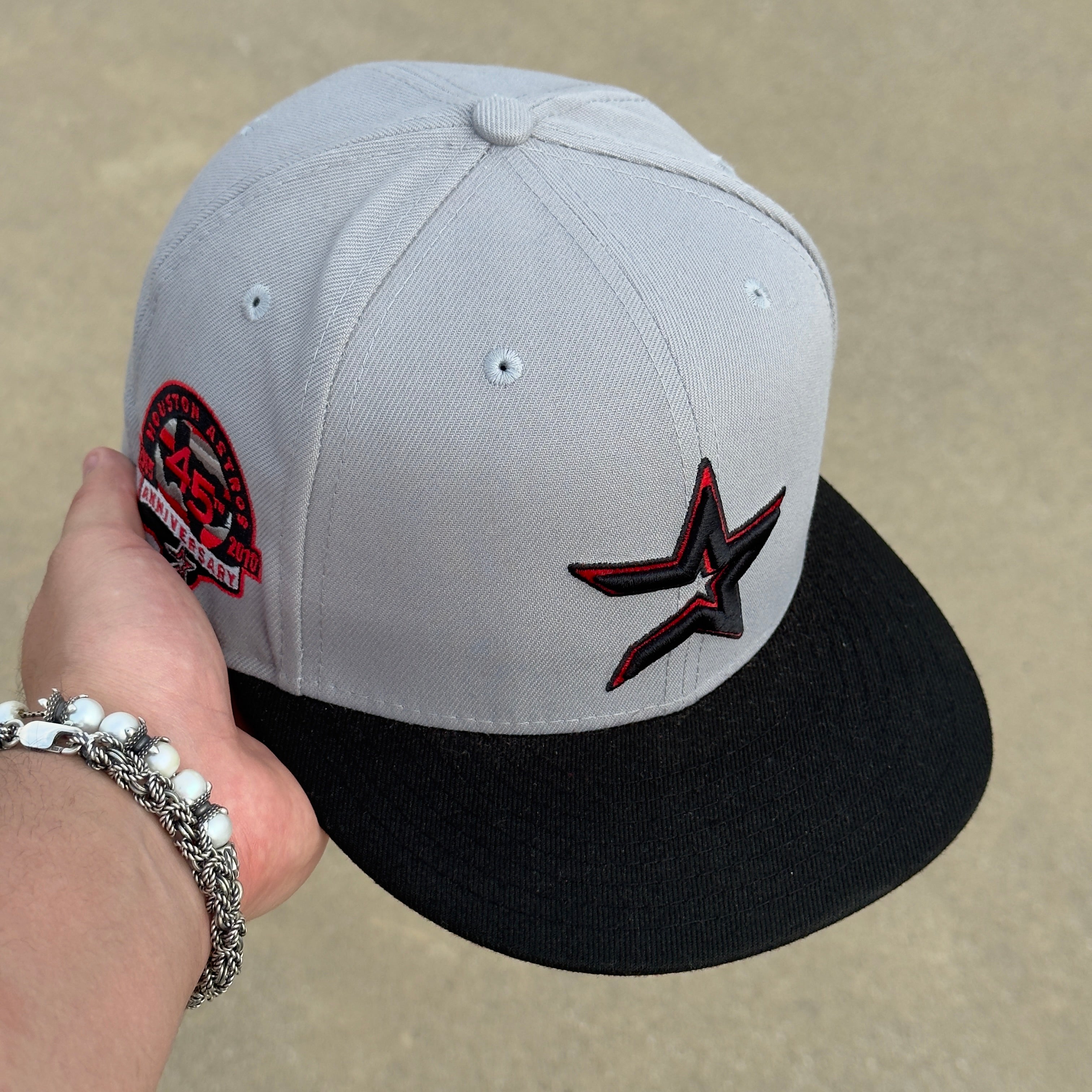 7 3/8 USED Gray Houston Astros 45th Anniversary 59fifty New Era Fitted Hat Cap